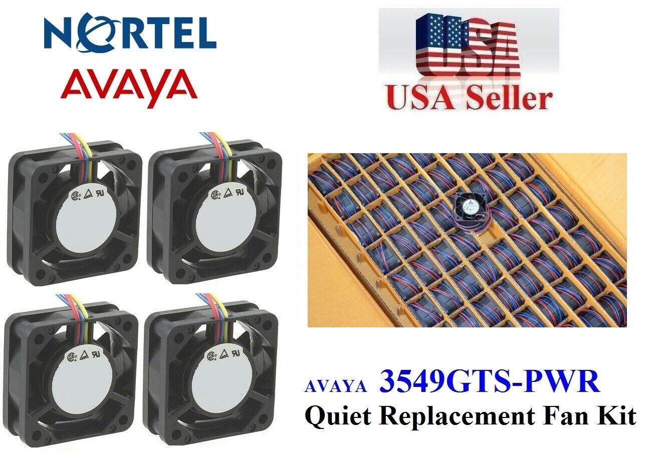Set of 4x quiet version fans for Avaya Ethernet Routing Switch ERS 3549GTS-PWR+