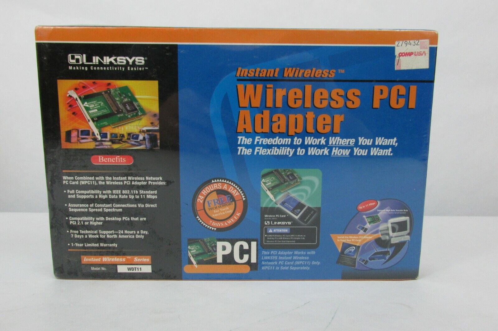 Linksys Instant Wireless PCI Adapter Model WDT11 NEW Sealed