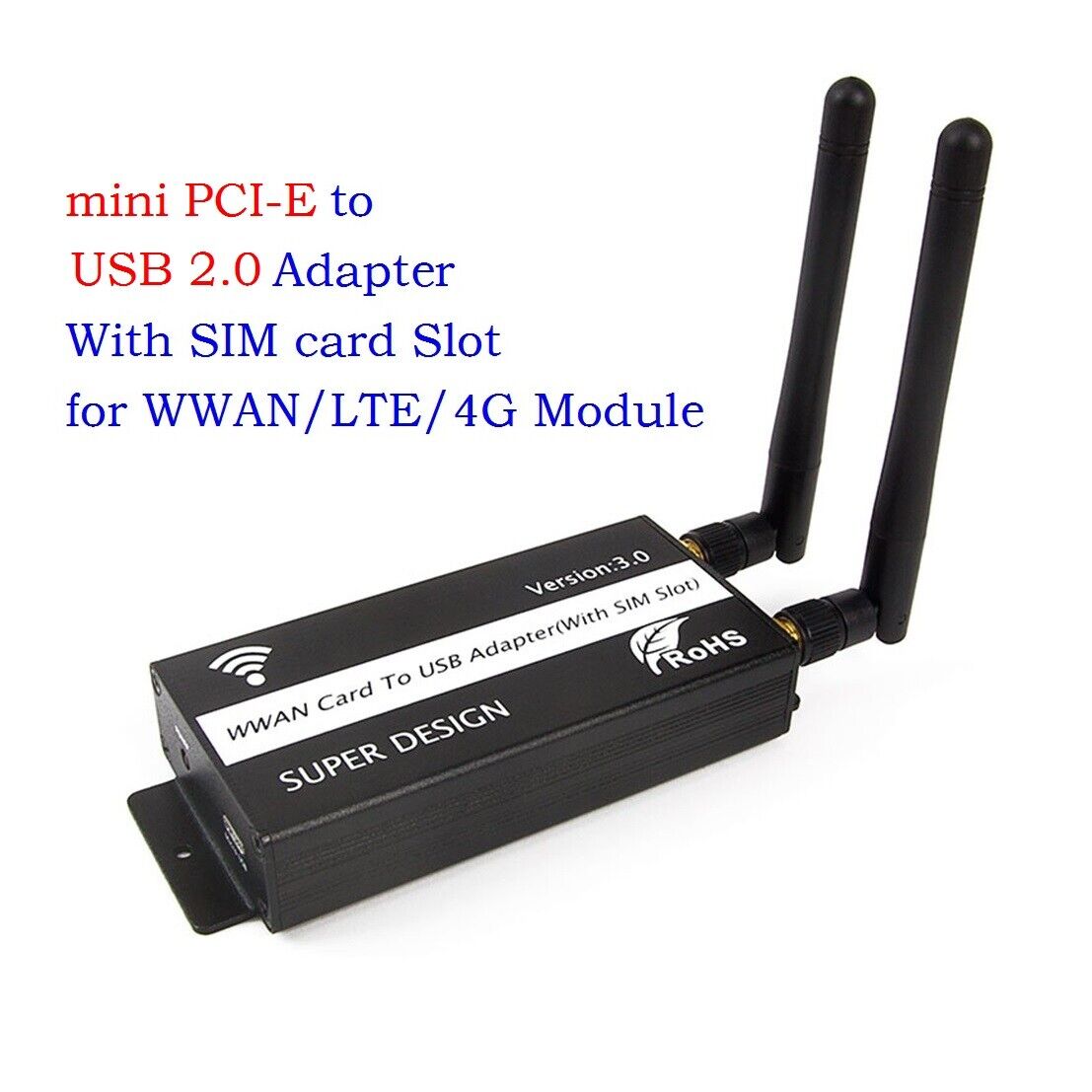 Mini PCI-E PCI-Express to USB Adapter with SIM Card Slot for WWAN/LTE/4G Module