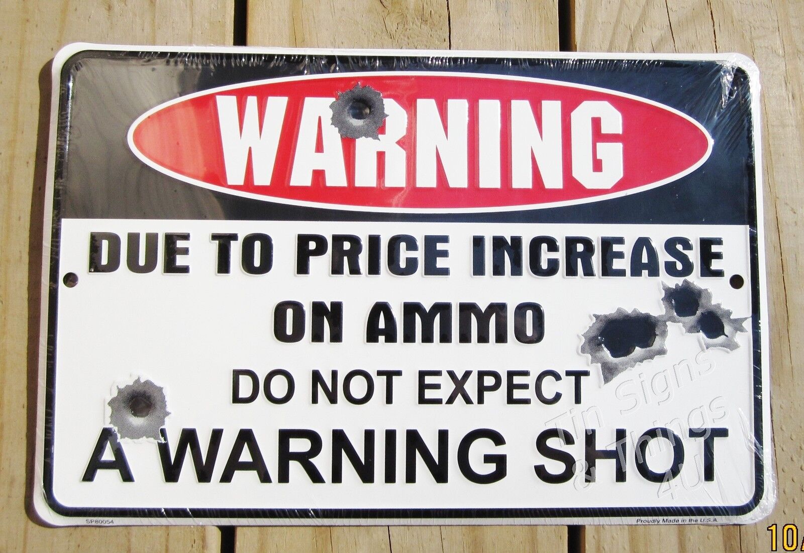 8x12 No Warning Shot METAL SIGN funny hunting trespassing gun ammo garage decor