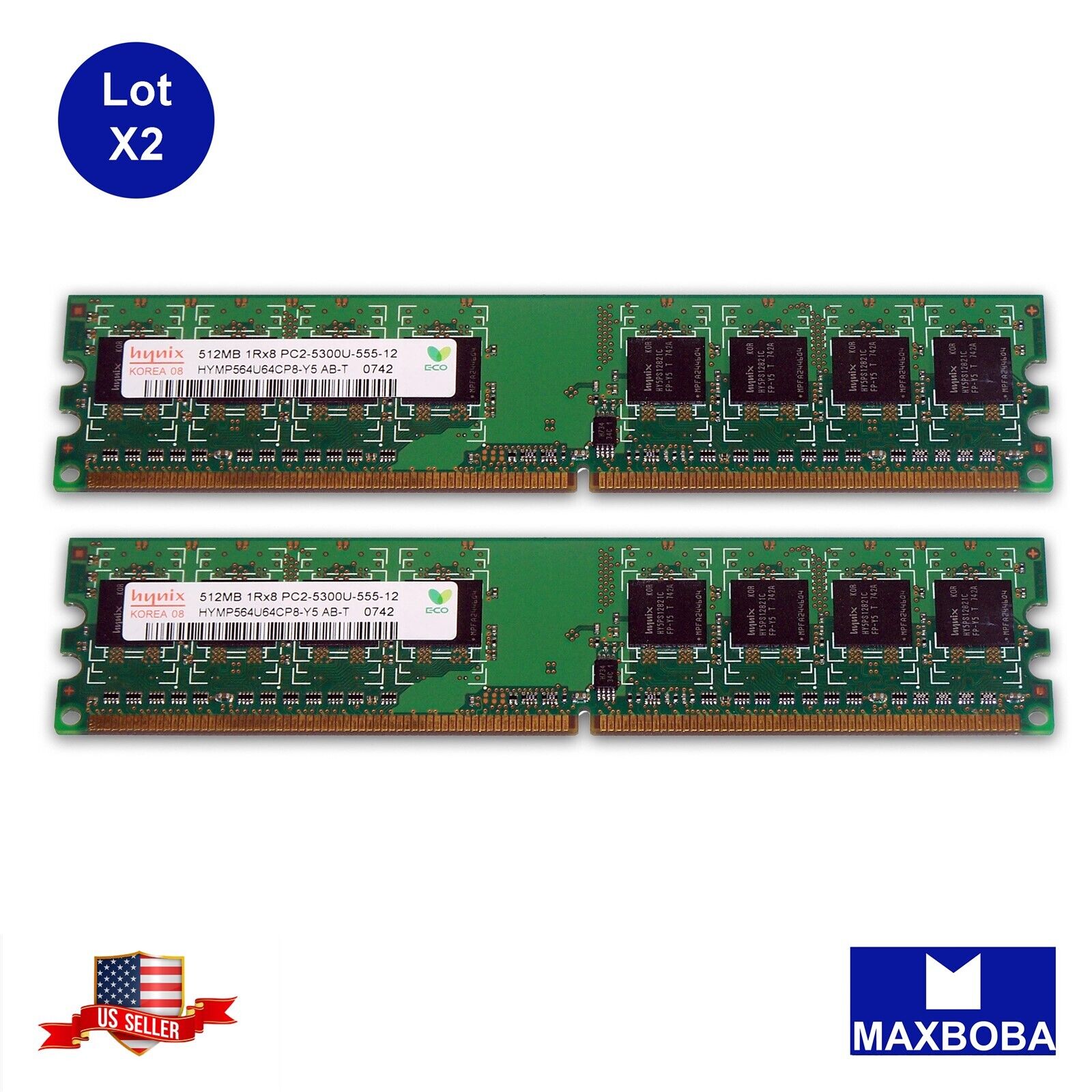 Hynix Memory 1GB (2x 512MB)5300U 667MHz Desktop PC DDR2 DIMM RAM 1RX16