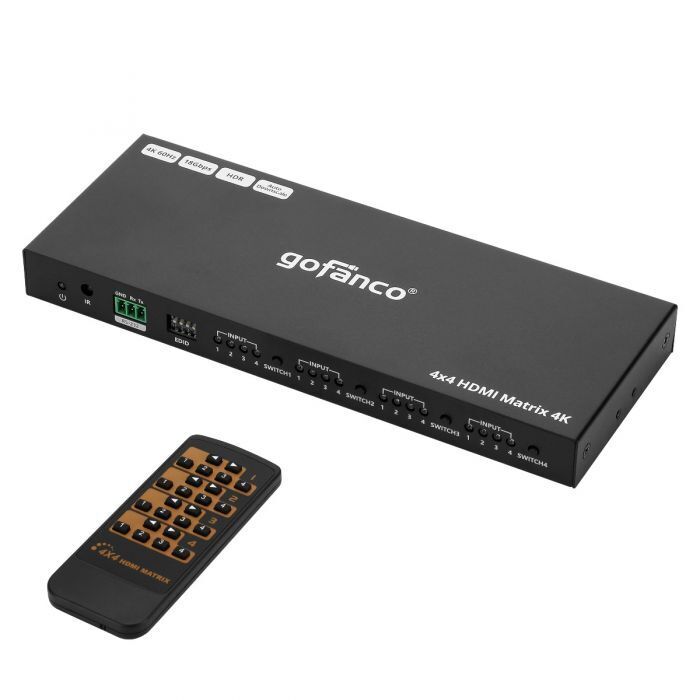 gofanco 4K 4x4 HDMI Matrix Switch – Up to 4K 60Hz (Matrix44HD2-BSC)