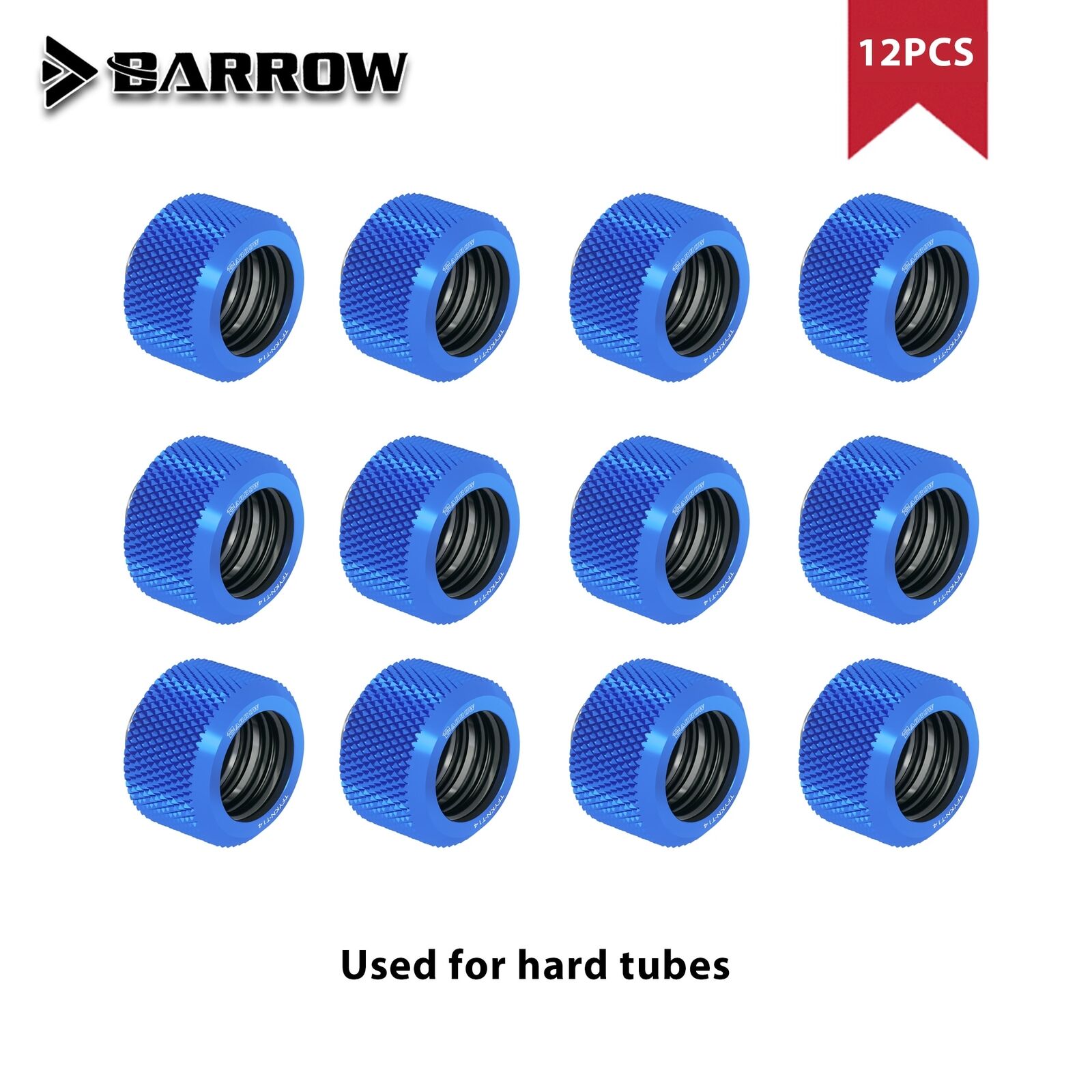 Barrow 12 PCS G1/4” OD12/14/16mm Rigid Tubing Fitting Kit Anti-off Compression