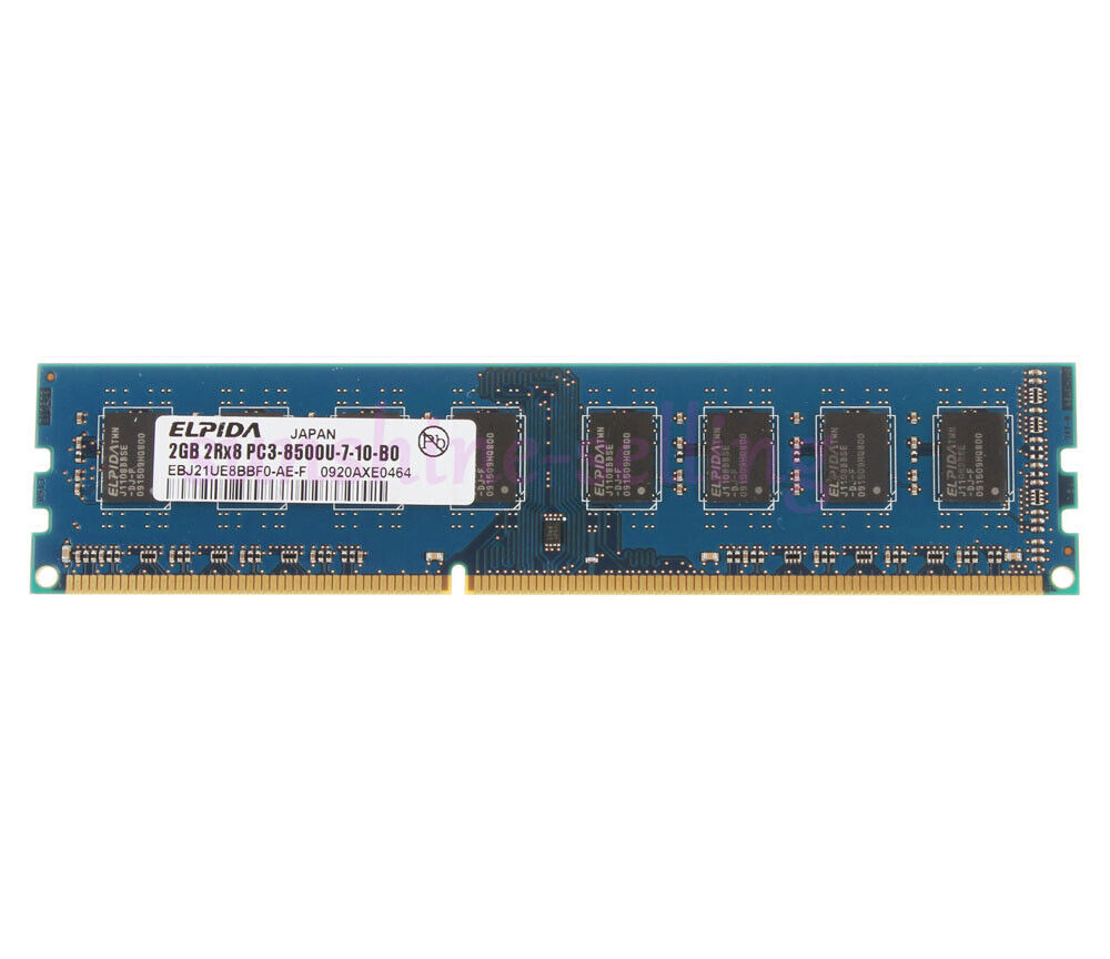 Elpida 2GB 2Rx8 PC3-8500U DDR3 1066MHZ 240pin DIMM Desktop Memory RAM PC8500 #D6