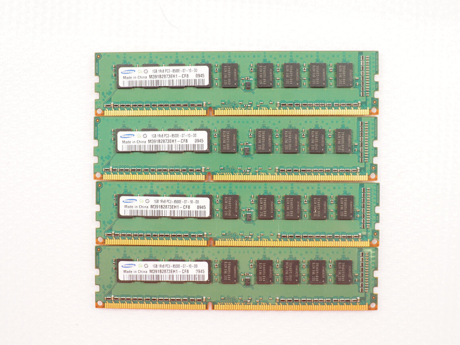 Lot of 4 1GB Samsung 1Rx8 PC3-8500E-07-10-D0 M391B2873EH1-CF8 Memory Modules