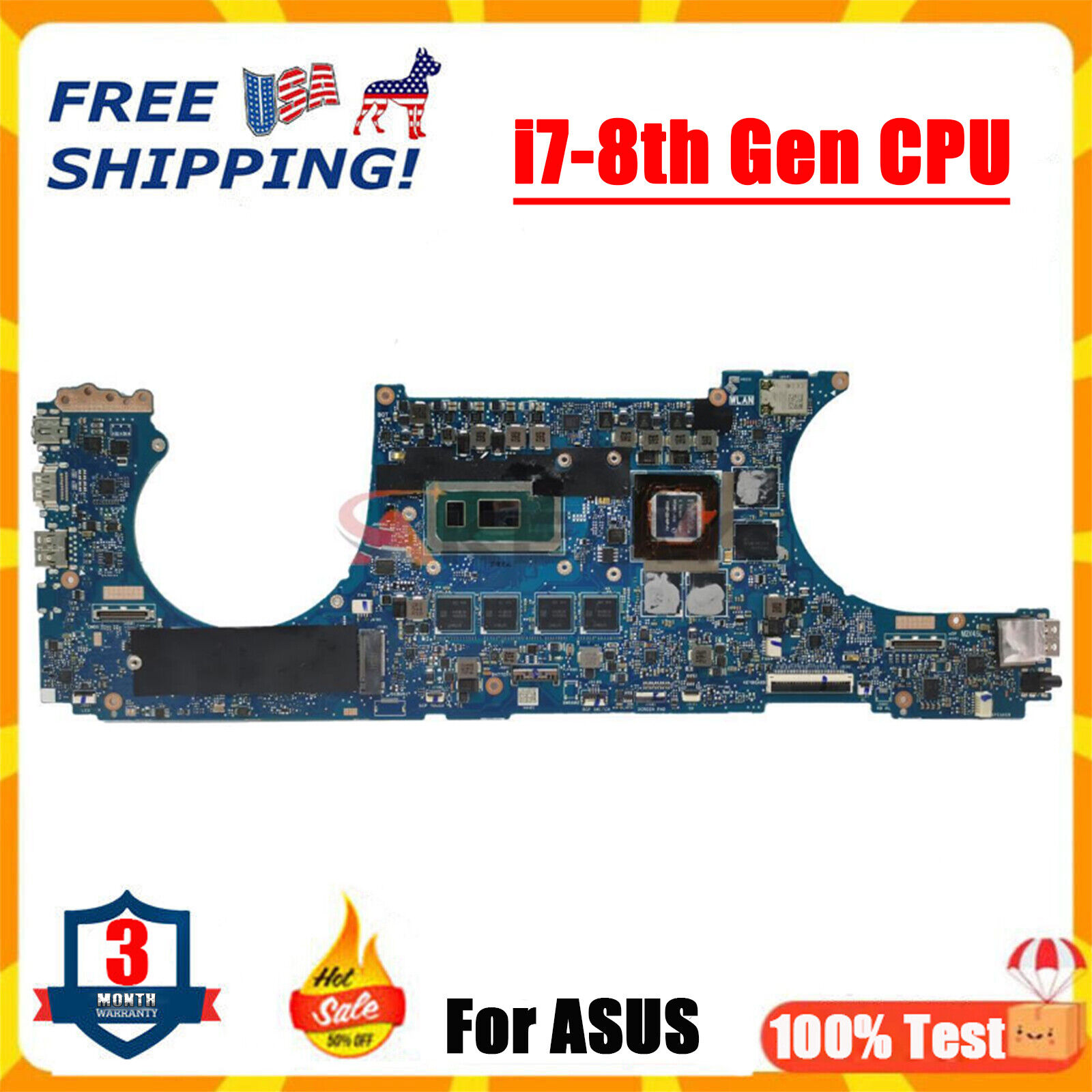 FOR ASUS UX534F UX534FN UX534FT GTX1650 V4G I7-10510U CPU 8G motherboard