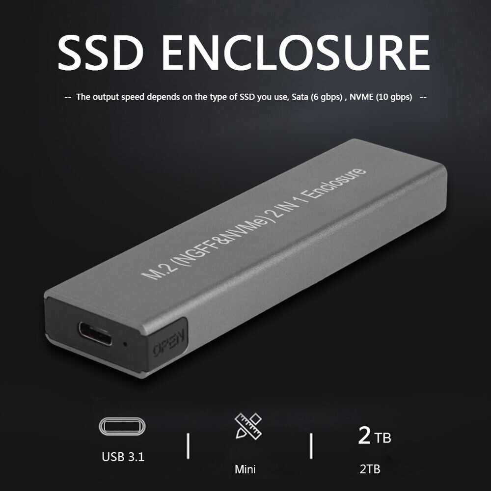 M2 SSD Case NVME Enclosure M.2 to USB Type C 3.1 SSD Adapter Hard Disk Box