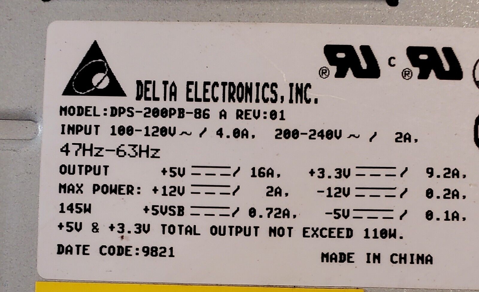 DELTA  DPS-200PB-86 A   Power Supply. 