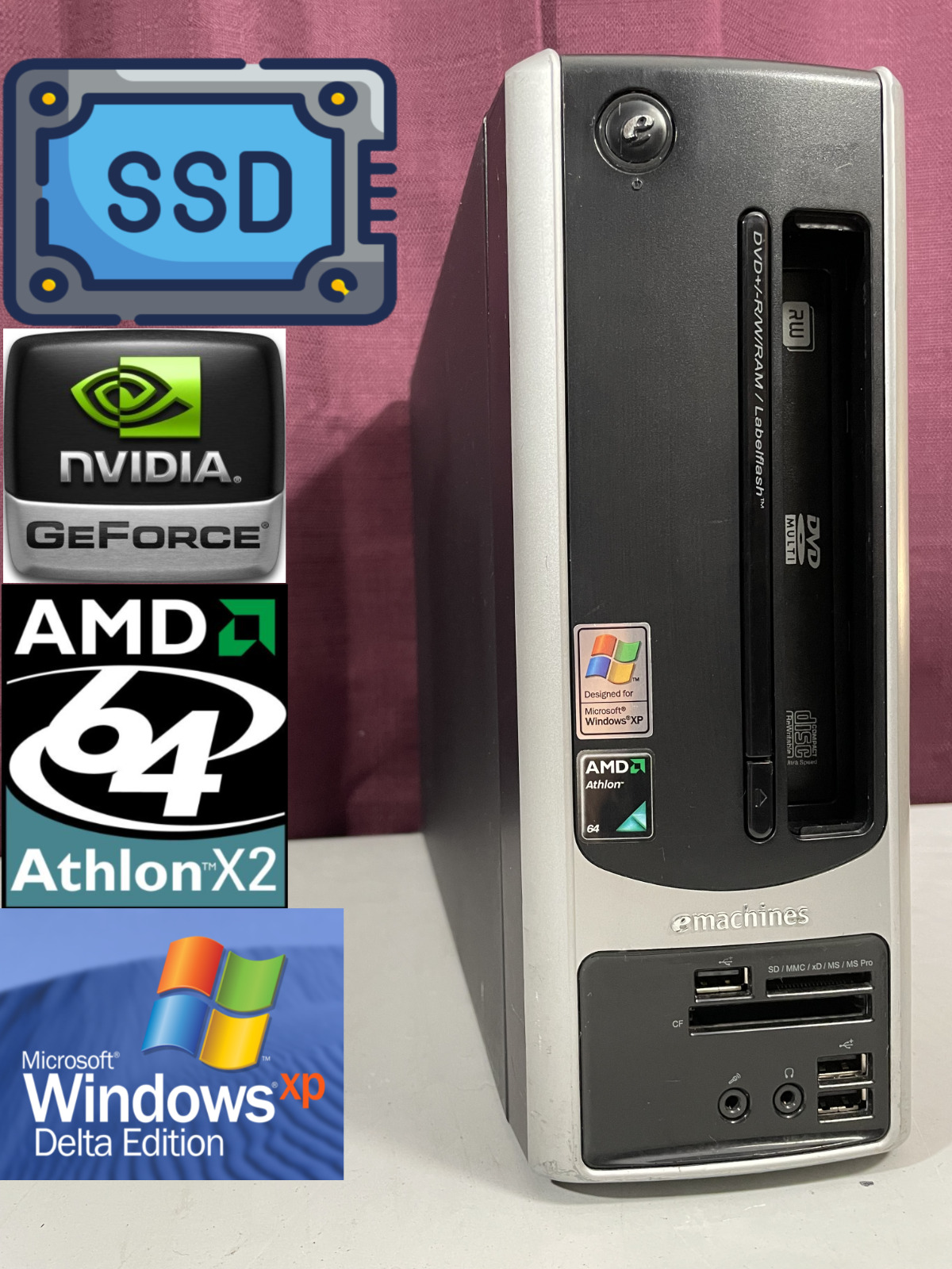 *RESTORED w/ SSD* Windows XP Vintage Retro Classic Computer PC | AMD GeForce