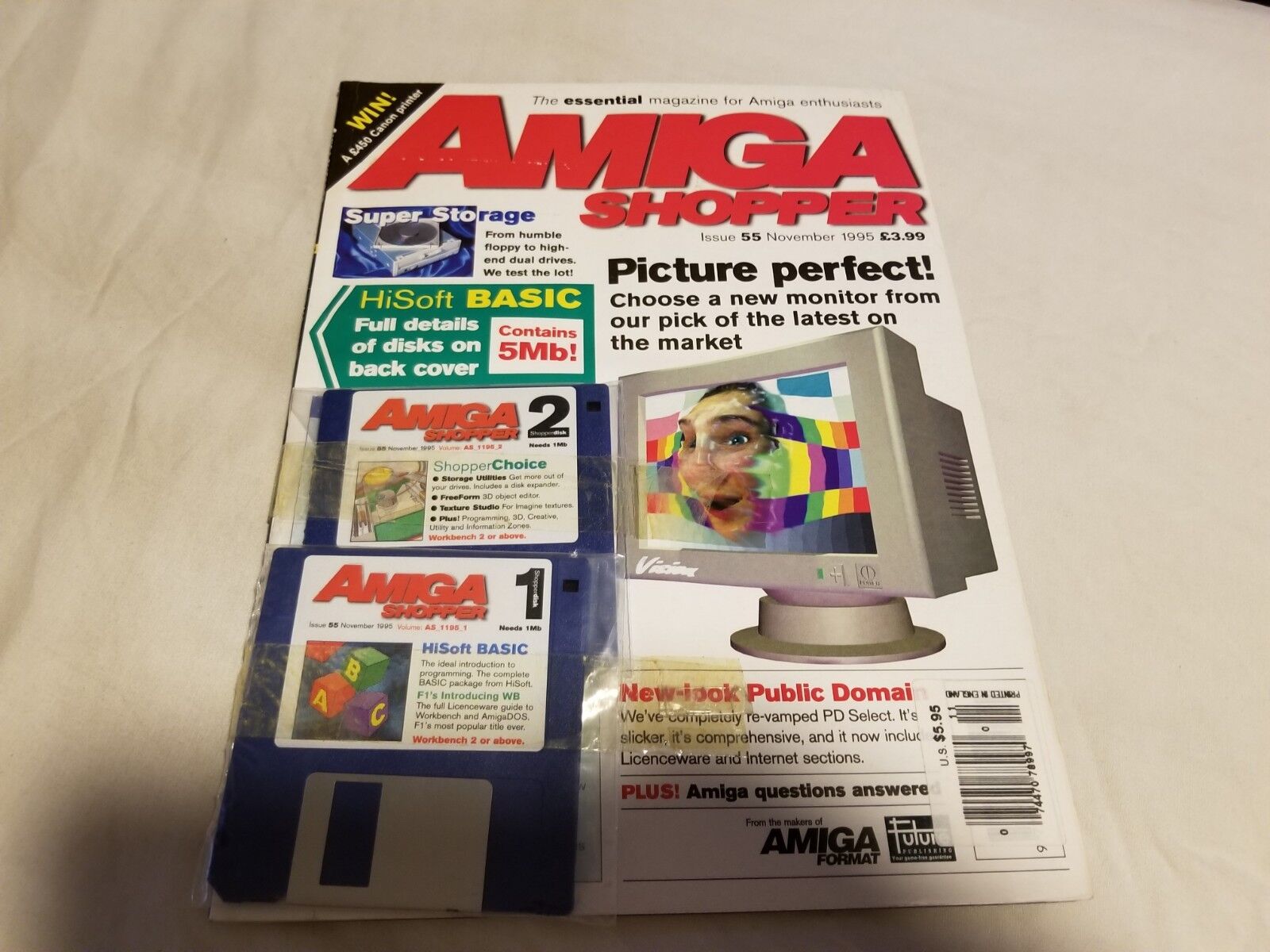 Vintage Amiga Magazine AMIGA Shopper Picture Perfect w Software Floppies