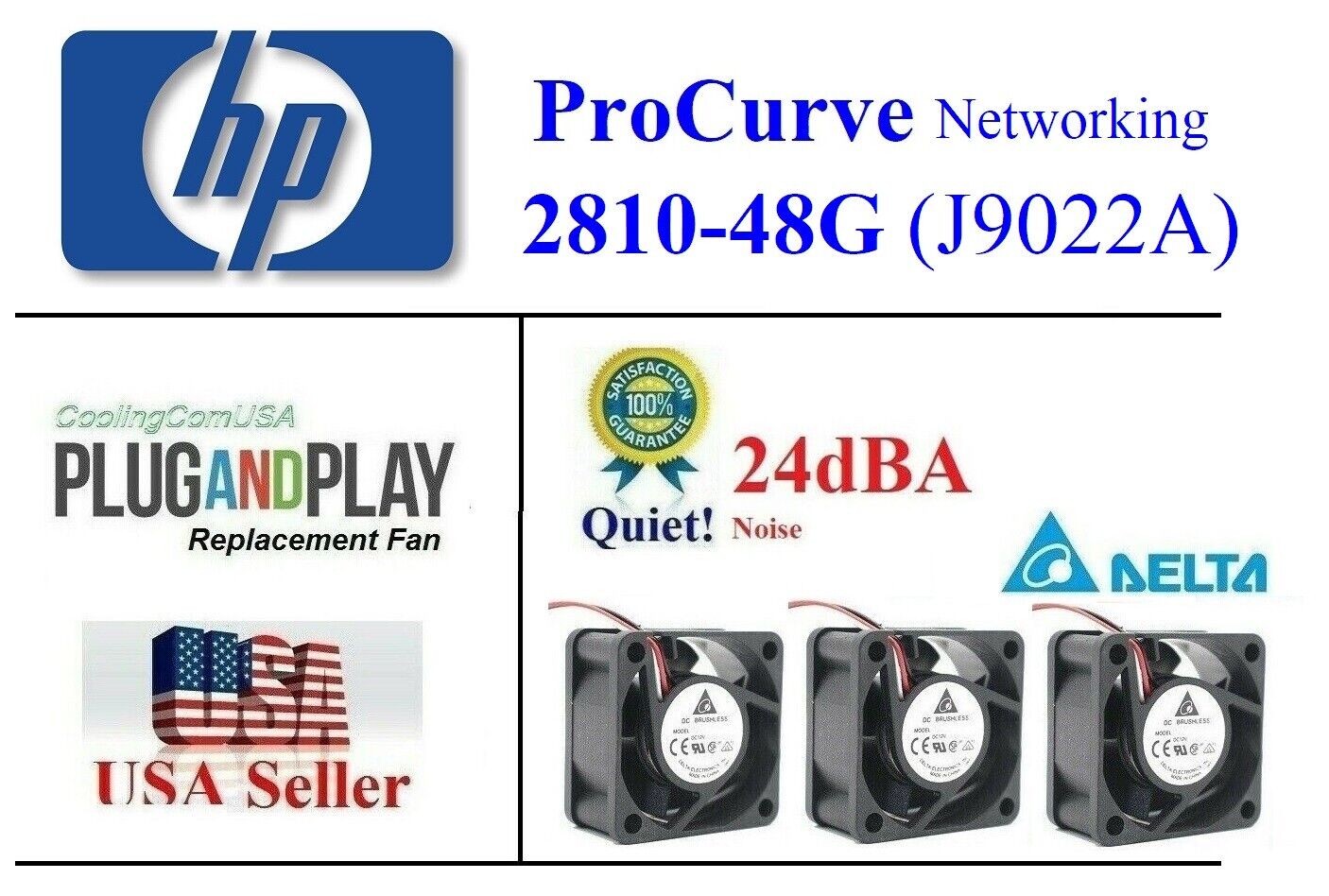 3x Quiet Replacement Fans for HP ProCurve 2810-48G (J9022A) Best 4 HomeNetwk