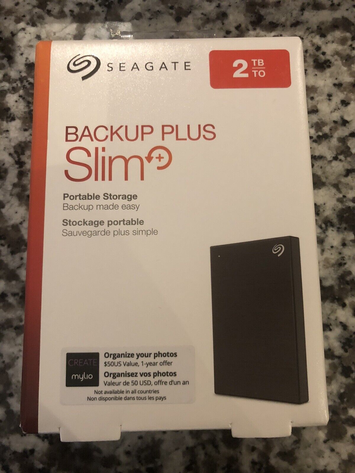 Seagate Backup Plus Slim 2TB Portable Storage Brand New .