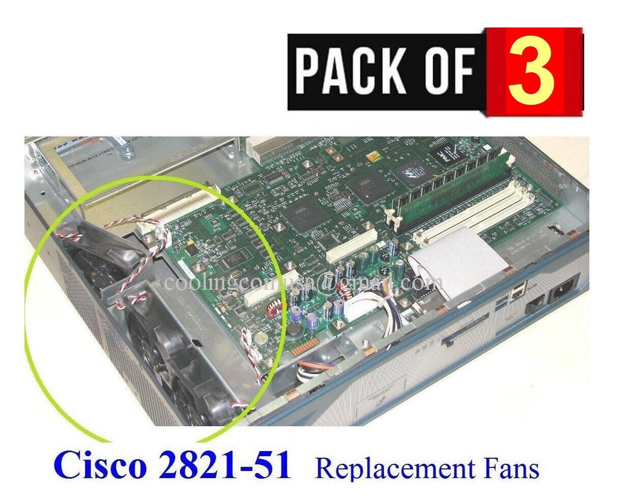 Original Cisco 2821 Router Replacement Fan Kit  (Pack 3 Fans) ACS-2821-51-FANS=