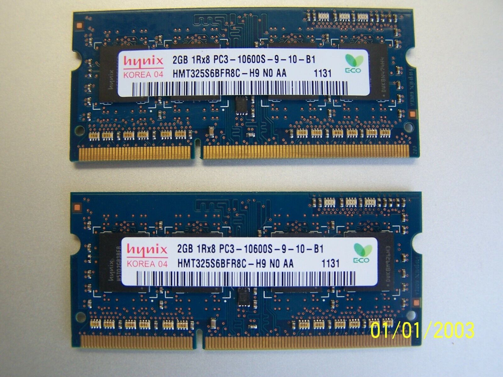 Elpida 2GBX2  2RX8 PC3-10600S-9-10-F2 memory Mac and PC TWO 2GB sticks = 4GB.