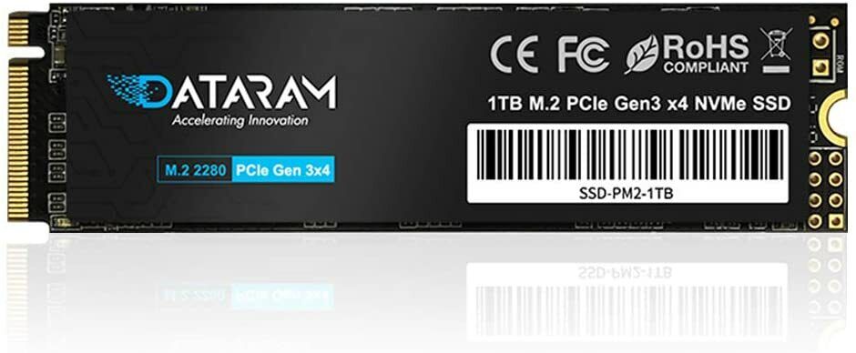 DATARAM SSD 1TB, M.2 2280 Internal Solid State Drive, PCIe 3.0 x4 NVMe 8gb/s