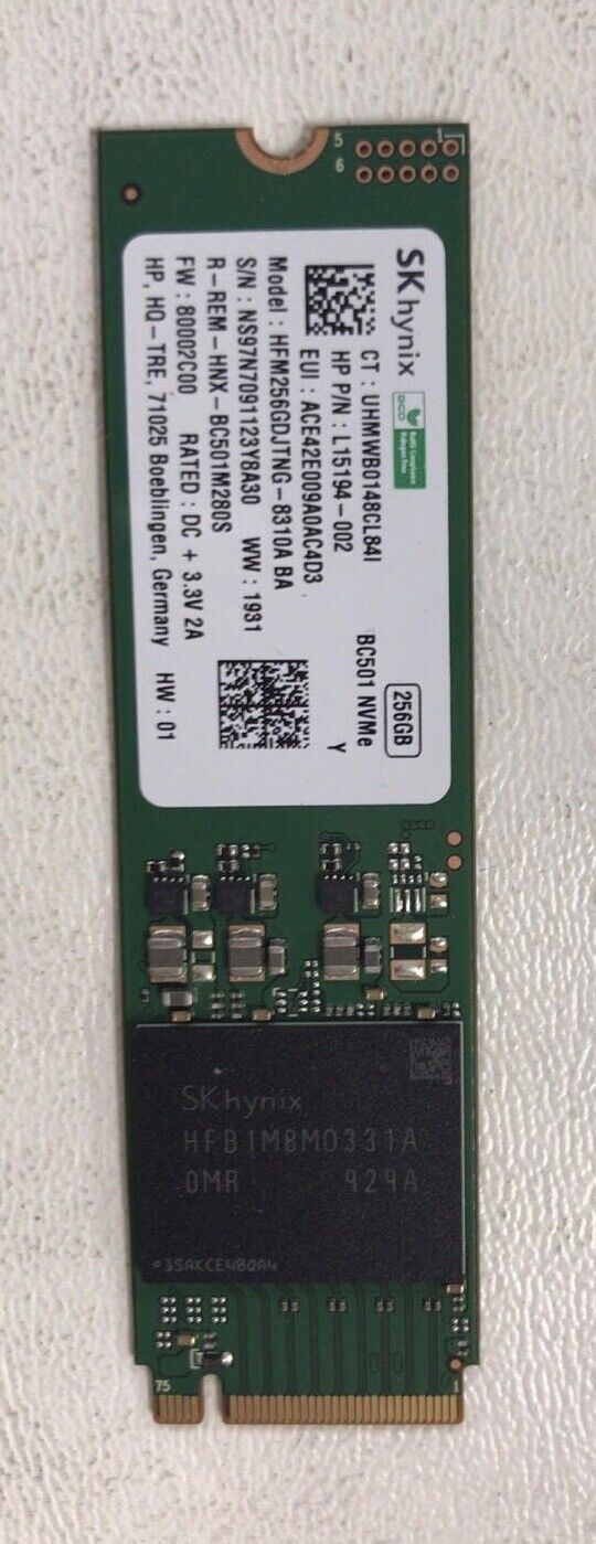 SK Hynix 256GB M.2 SSD (Solid State Drive) NVMe PCIe Model