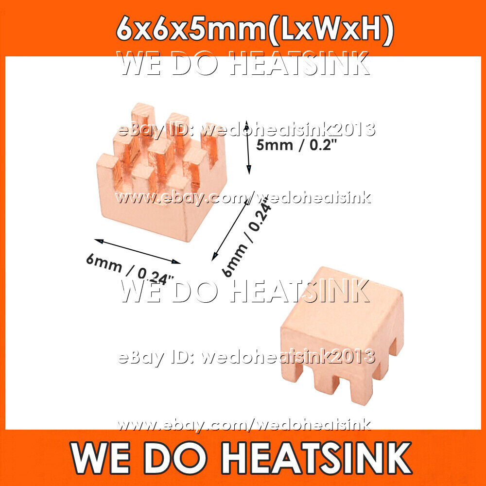 Customize Wholesales Order Pure Copper 6x6x5mm  Square Copper Heatsink
