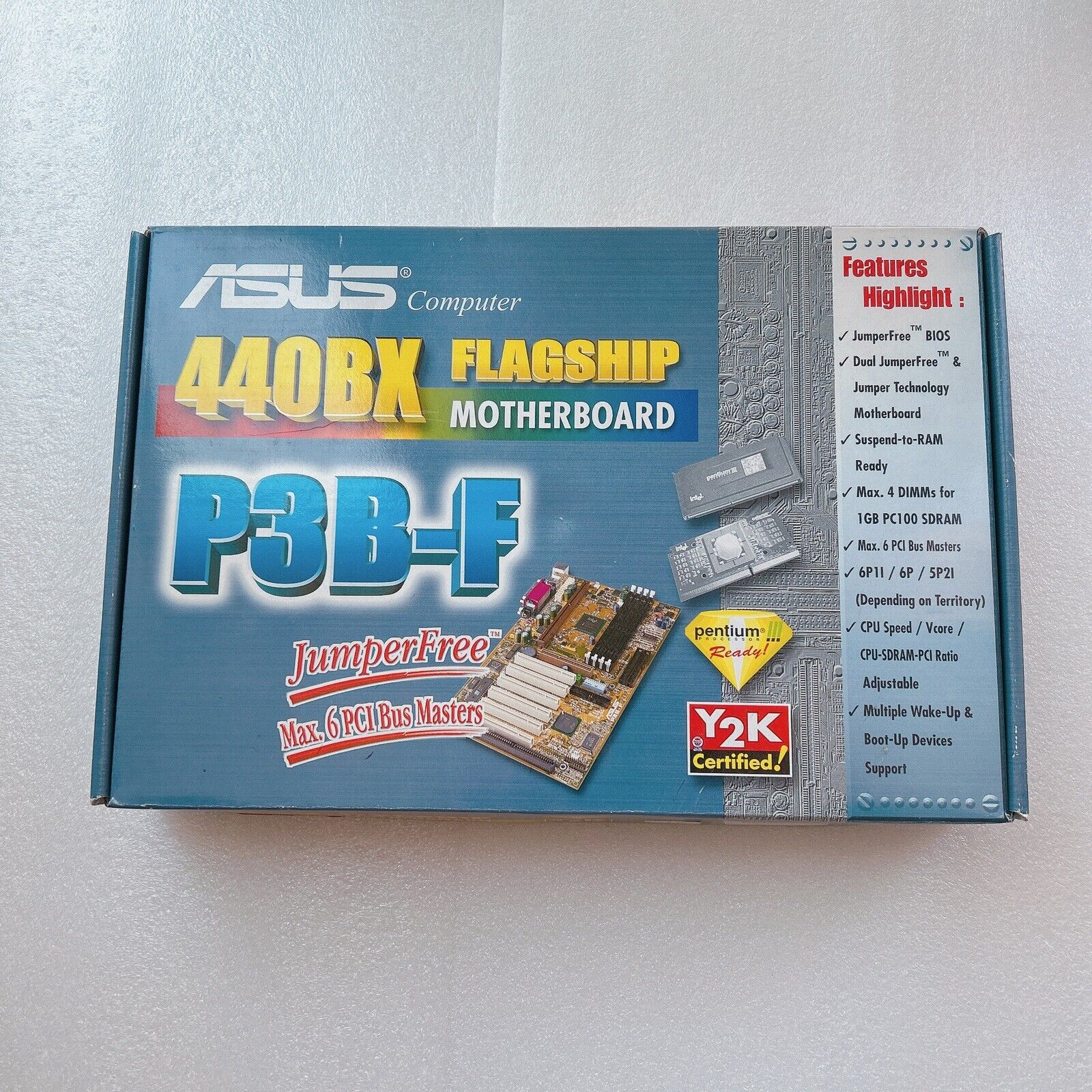 Original BOX for ASUS P3B-F, Slot 1, Intel Motherboard 440BX FLAGSHIP