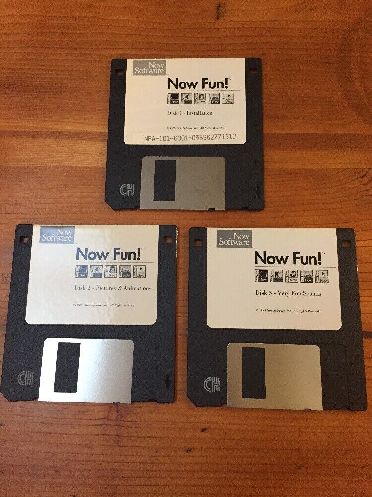 Vtg Mac Floppy Disks Now Fun Install Pictures Animation Sounds Software 1993