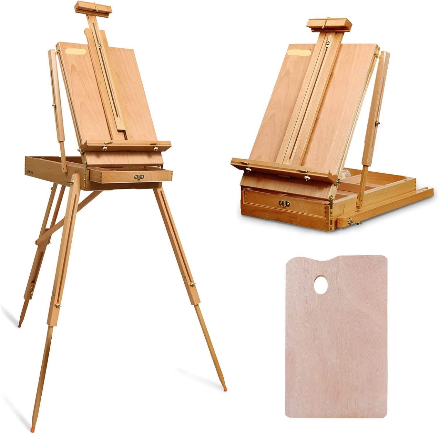 Foldable Wooden Tabletop Portable French Painting Easel Sketch Box Tripod Stand