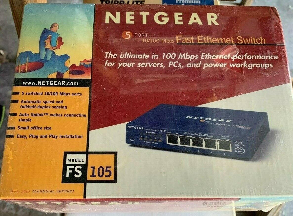 Netgear Fast Ethernet Switch  FS 105  --  Brand New in Original Shrink Wrap 