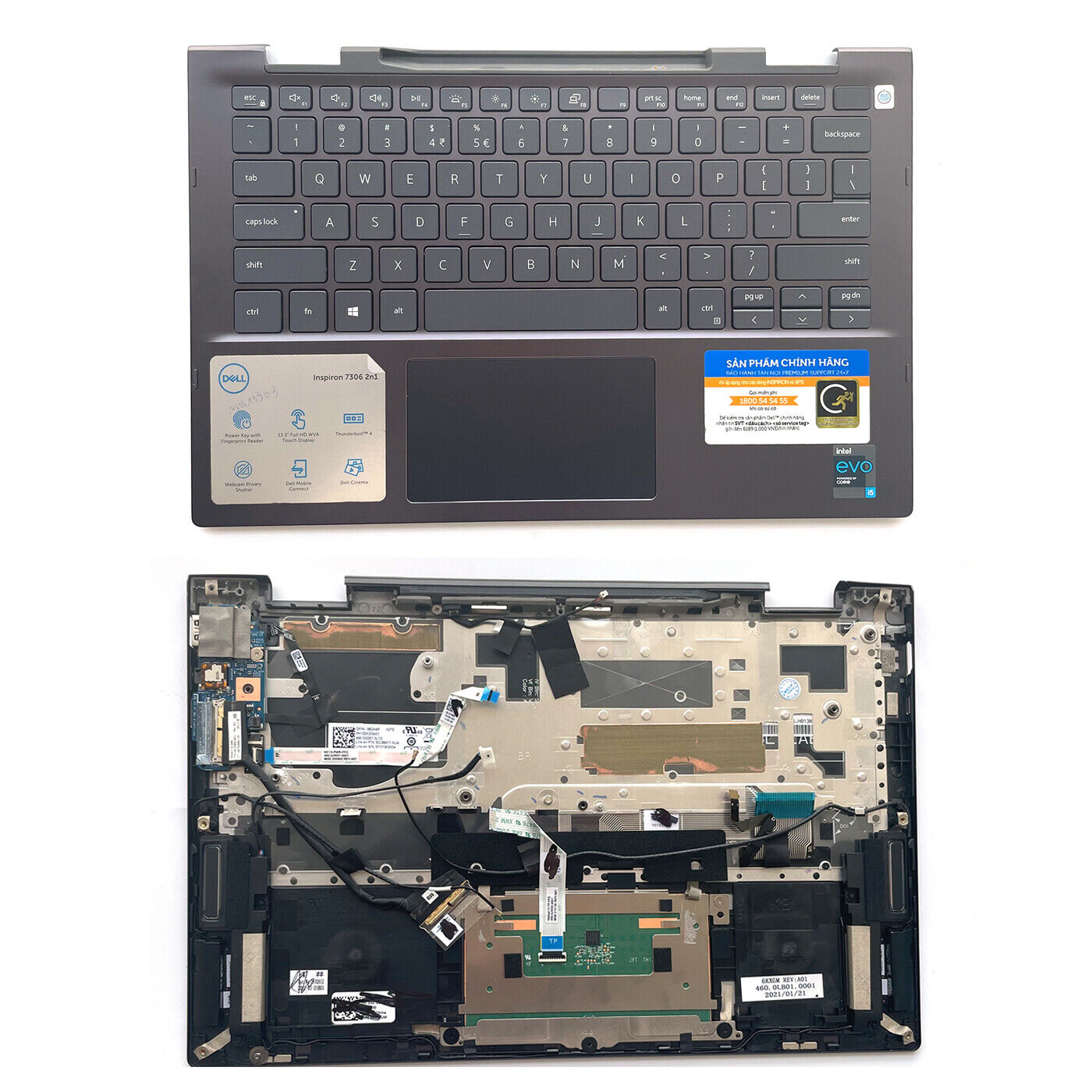 Palmrest Keyboard Touchpad Backlit For Dell Inspiron 13.3\