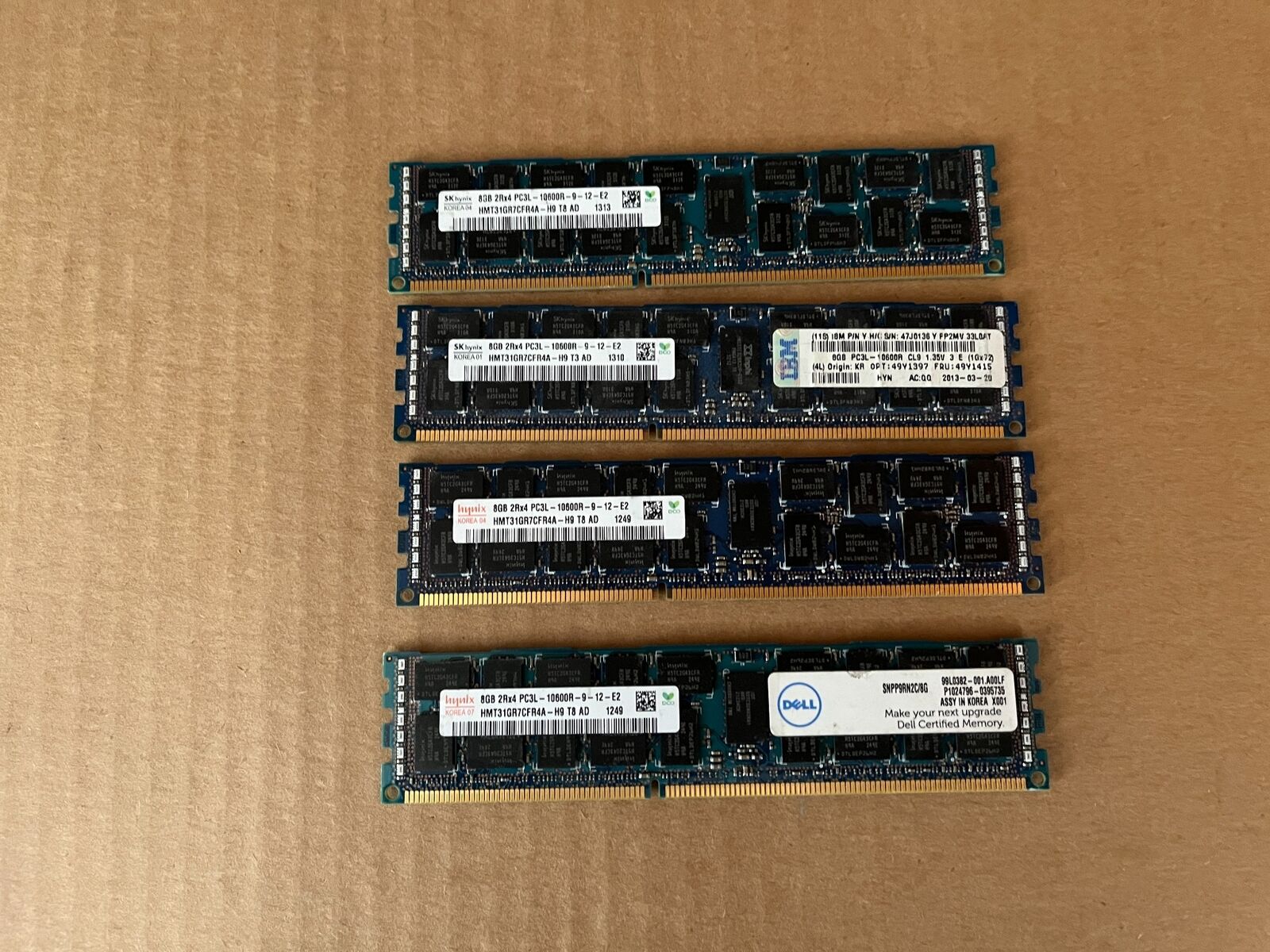 LOT OF 4 SK HYNIX 8GB 2RX4 PC3L-10600R SERVER RAM HMT31GR7CFR4A-H9 AA2-5