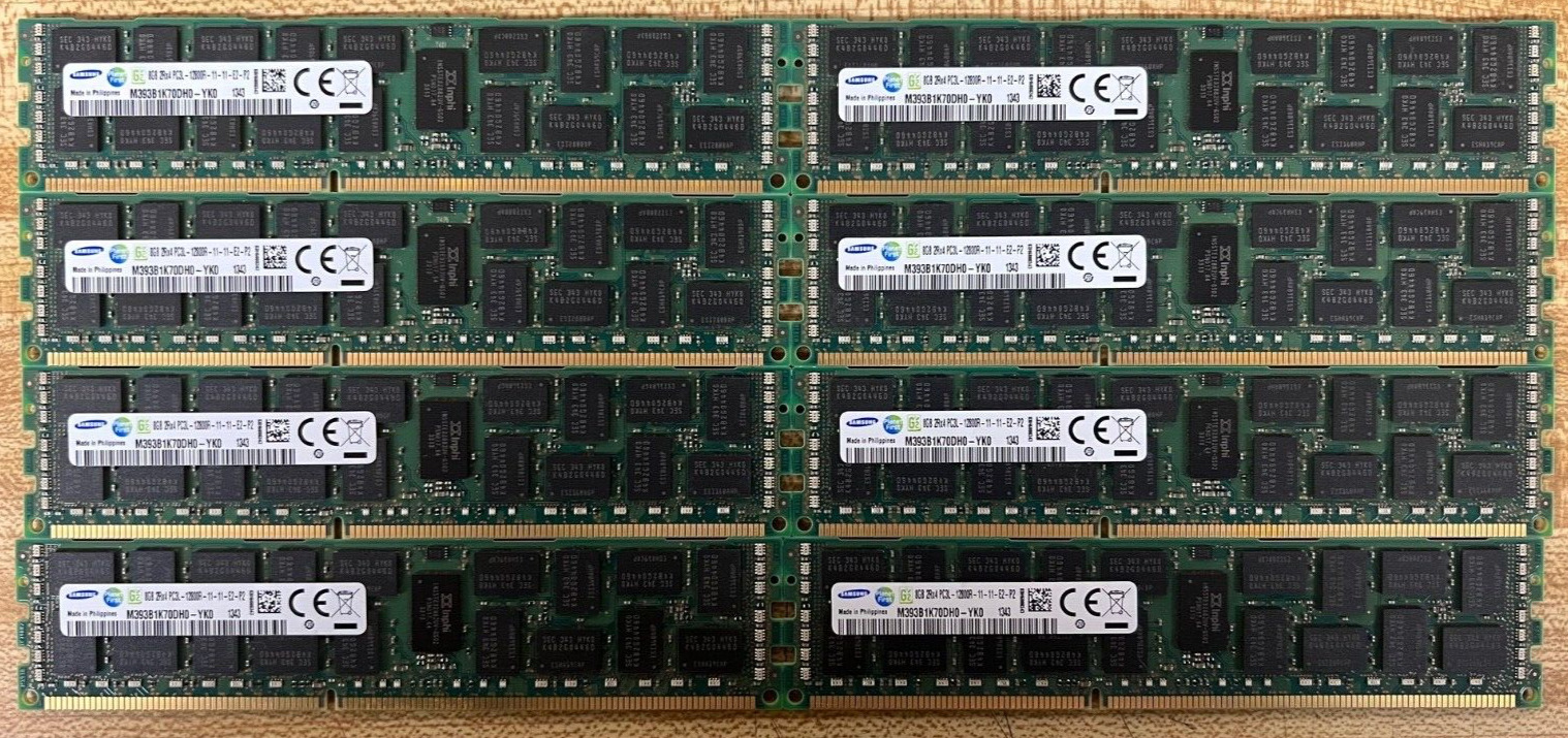 Lot of 8x 8GB Samsung 2Rx4 PC3L-12800R DDR3-1600 SERVER RAM 64GB Total