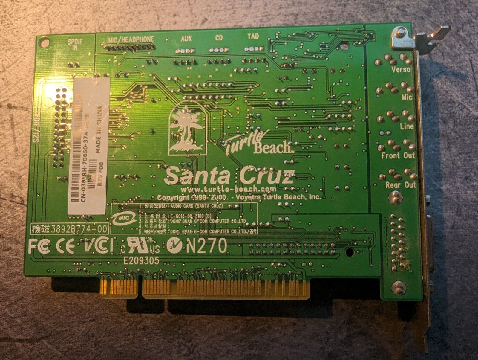 Genuine Turtle Beach Santa Cruz TB400-2541-02 PCI Sound Card Gaming Vintage