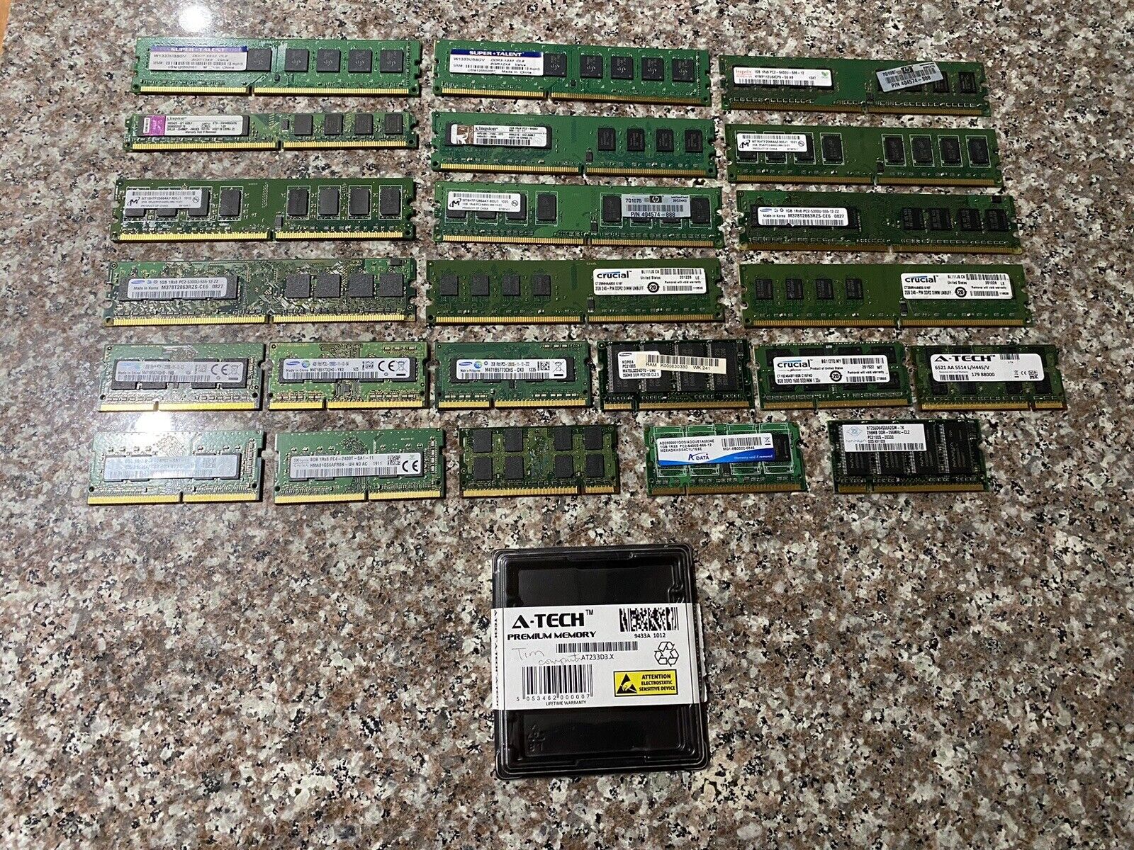 Lot Of 23 Mixed Laptop Memory Ram Samsung Kingston Crucial Hynix All Untested