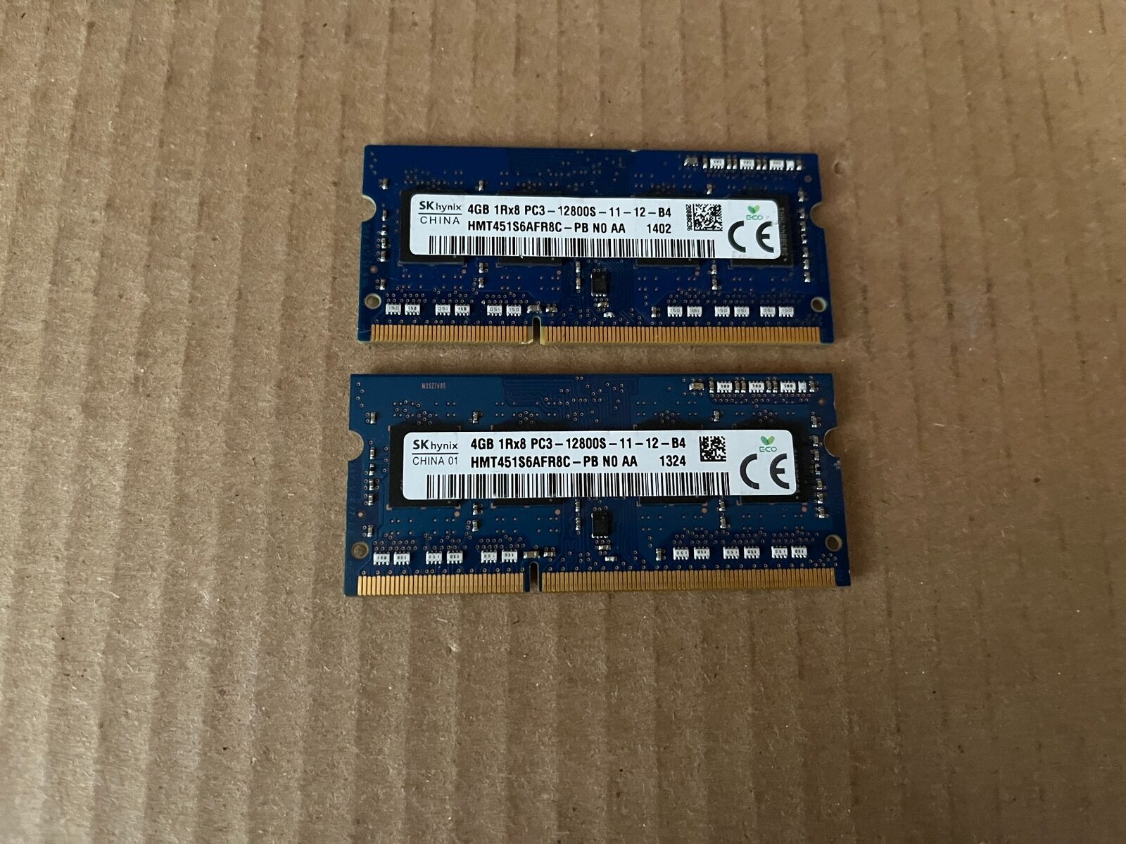 LOT 2 SK HYNIX 4GB 1RX8 PC3-12800S-11-12-B4 LAPTOP RAM HMT451S6AFR8C-PB W3-2(41)