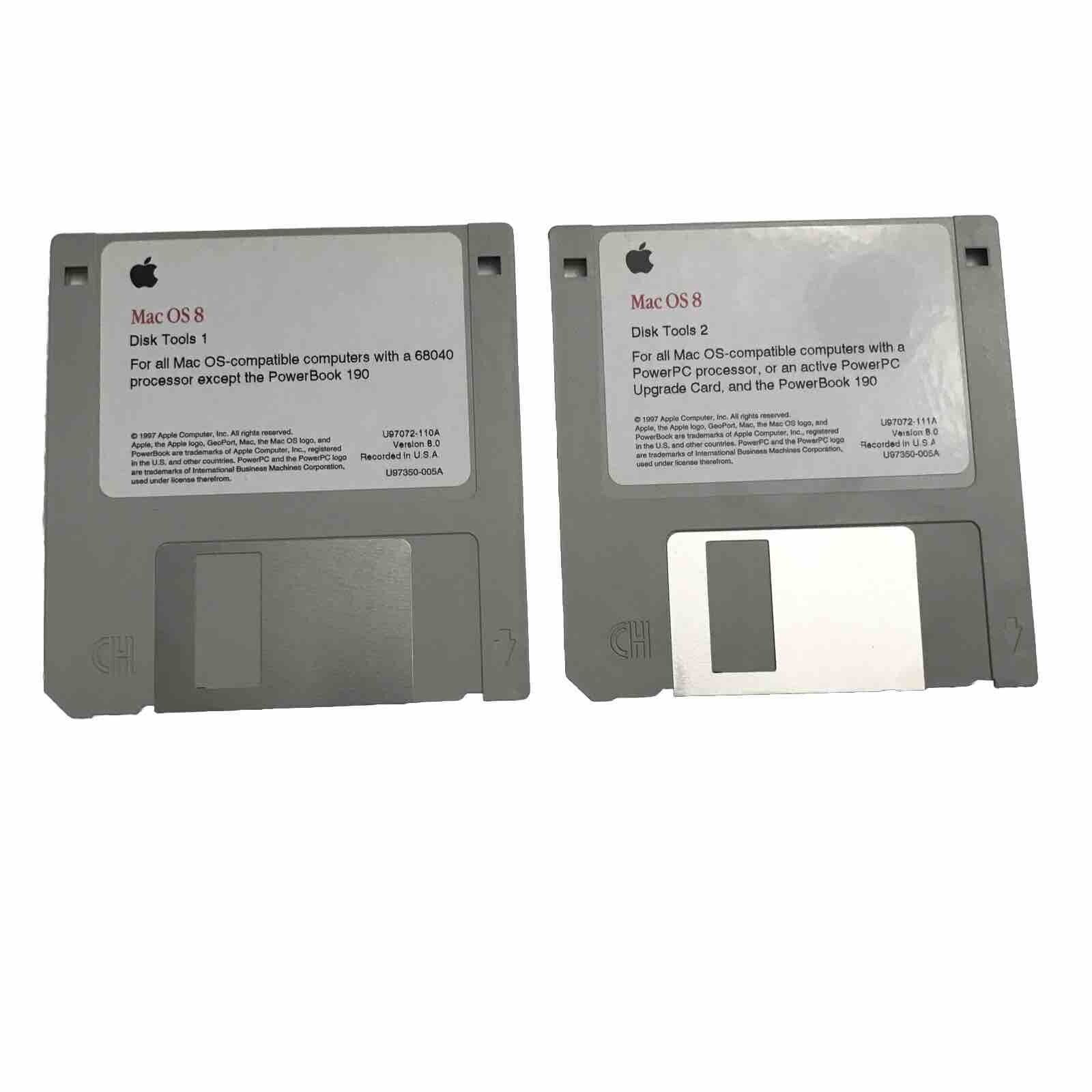 Vtg Apple Mac OS8 Disk Tools 1 & 2 Floppy Discs Tested & Readable