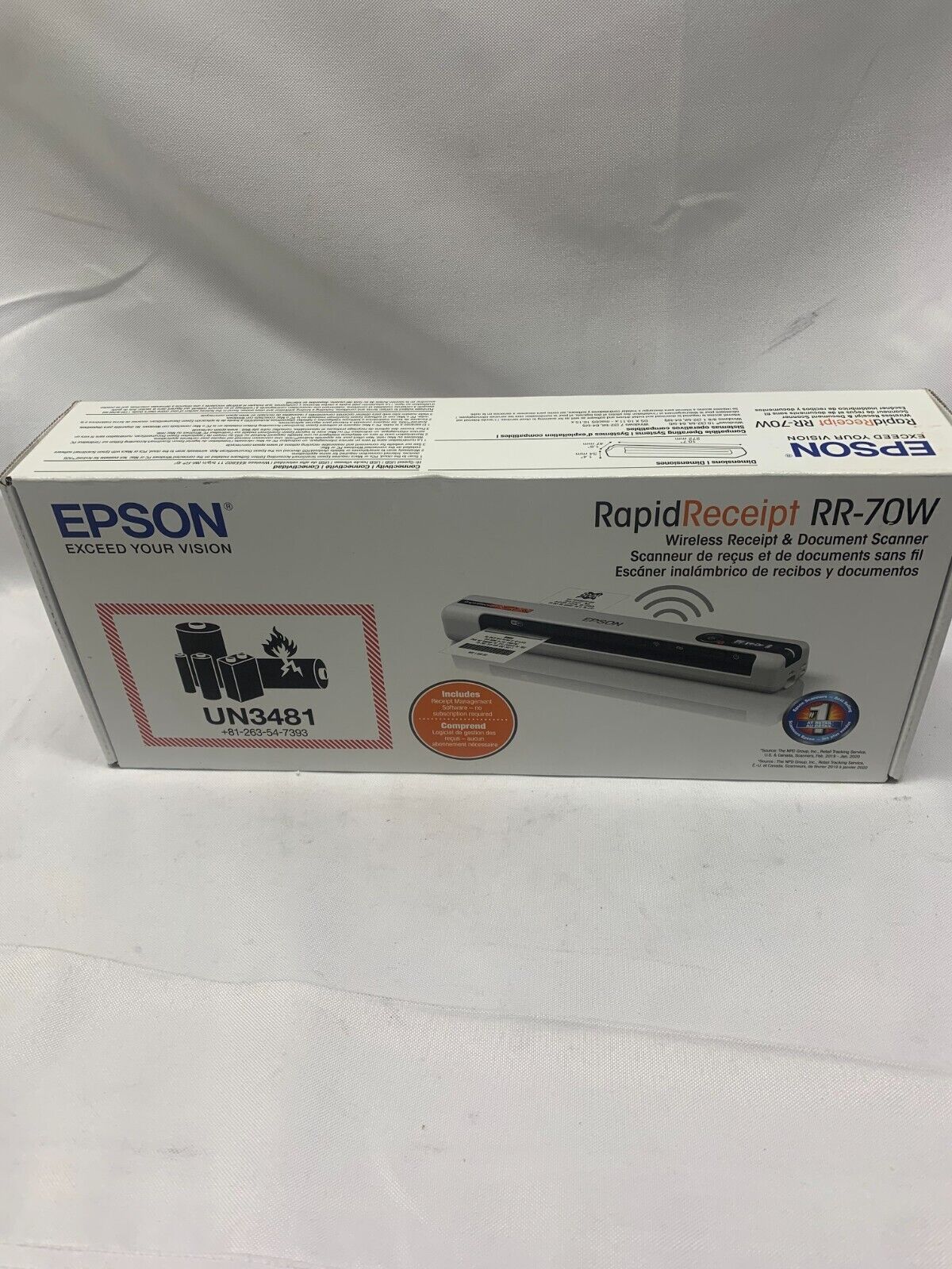Epson RapidReceipt RR-70W Wireless Mobile Receipt and  Document Scanner *New