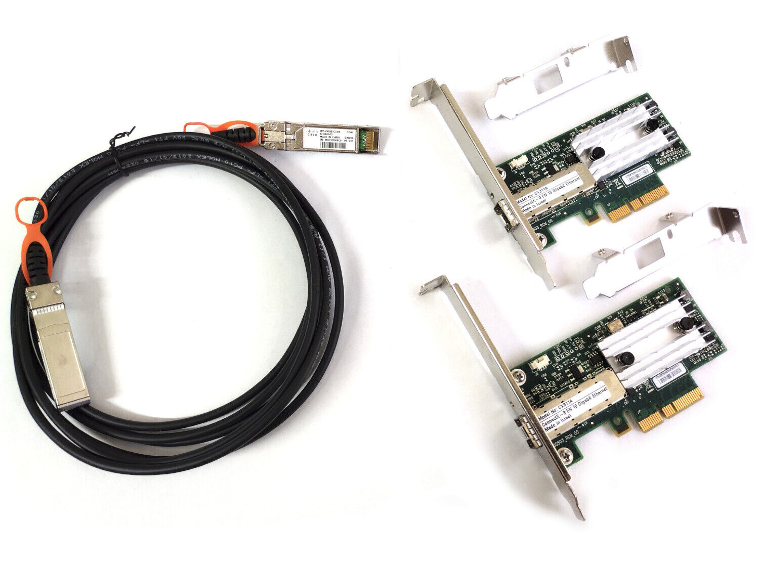 10G Network Kit 2x Mellanox MCX311A-XCAT Ethernet SFP+ Cable 3m Cisco Card NIC