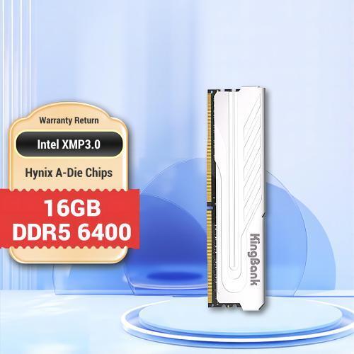 KINGBANK Heatsink DDR5 RAM 16GB PC5-51200 6400MHz UDIMM Desktop Computer Memory