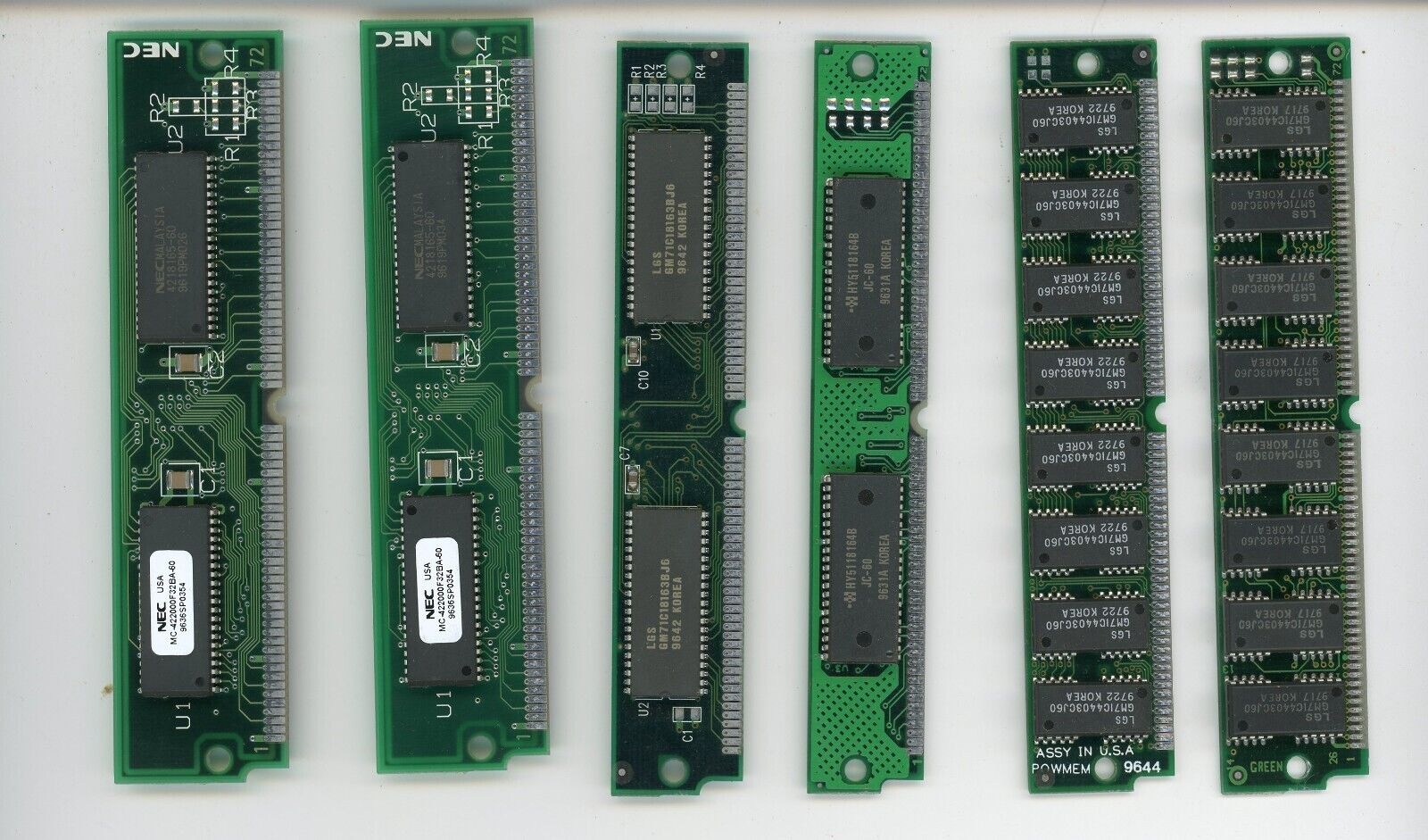 LOT OF 6 MIXED RAM Modules ---  Untested  --- 1996-1997 --- 4 SIMM + 2 DIMM