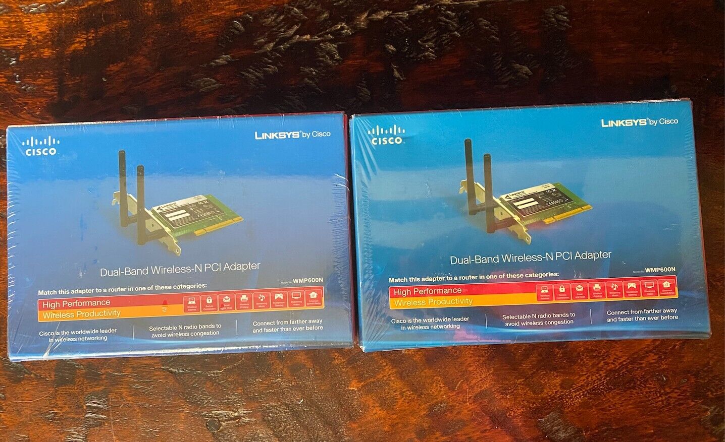 2X Linksys Cisco WMP600N Wireless-N PCI Dual Band Network Cards Free S&H