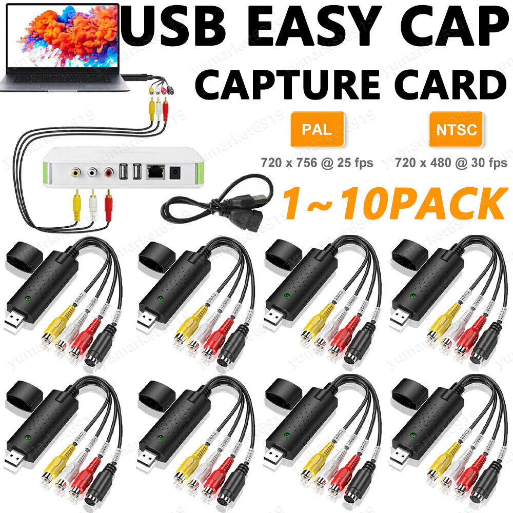 Lot USB Audio Video VHS to DVD VCR PC HDD Converter Adapter Digital Capture Card