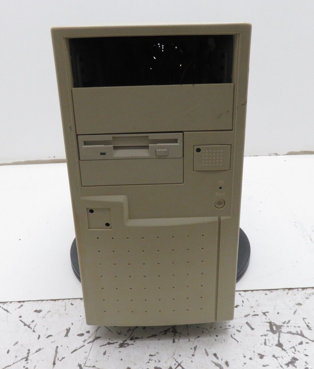 Vintage Retro PC Case Beige AT Computer Sleeper Gaming Case w/ 200W PSU