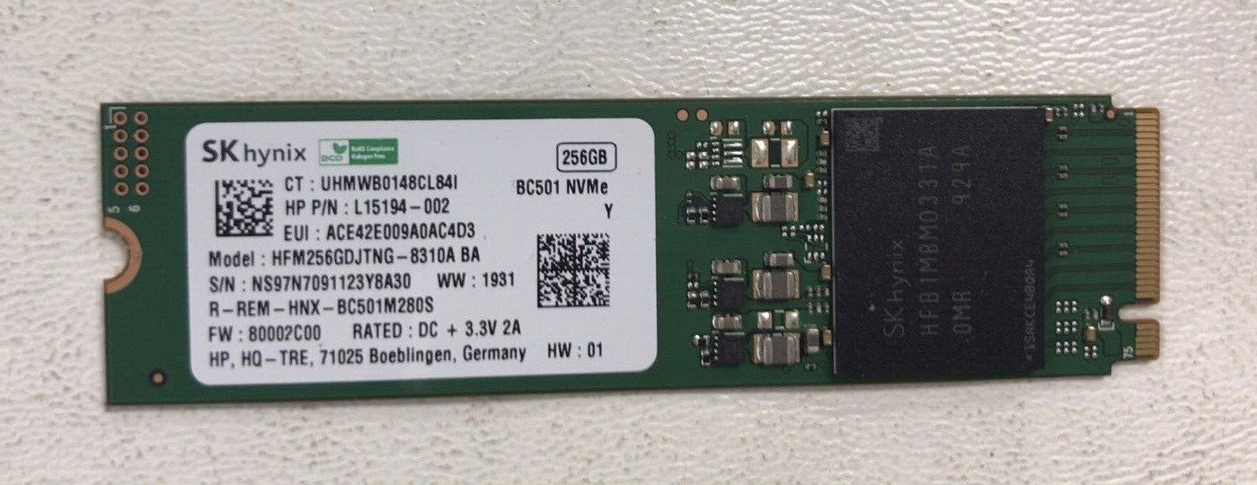 SK Hynix 256GB M.2 2280 PCIe SSD (Solid State Drive) NVMe