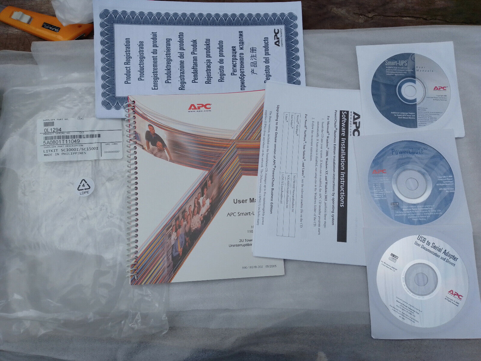 APC Smart-UPS SC Manual Instructions + CDs LITKIT SC1000I SC1500I 5A0801T11049