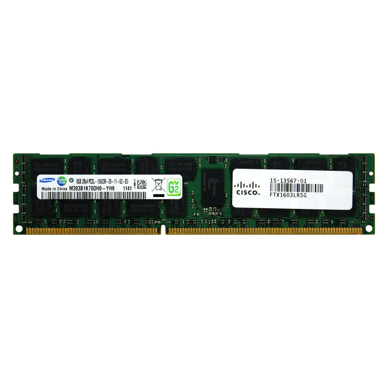 Cisco Genuine 8GB 2Rx4 PC3L-10600R DDR3 1333MHz 1.35V ECC RDIMM Memory RAM 1x8G