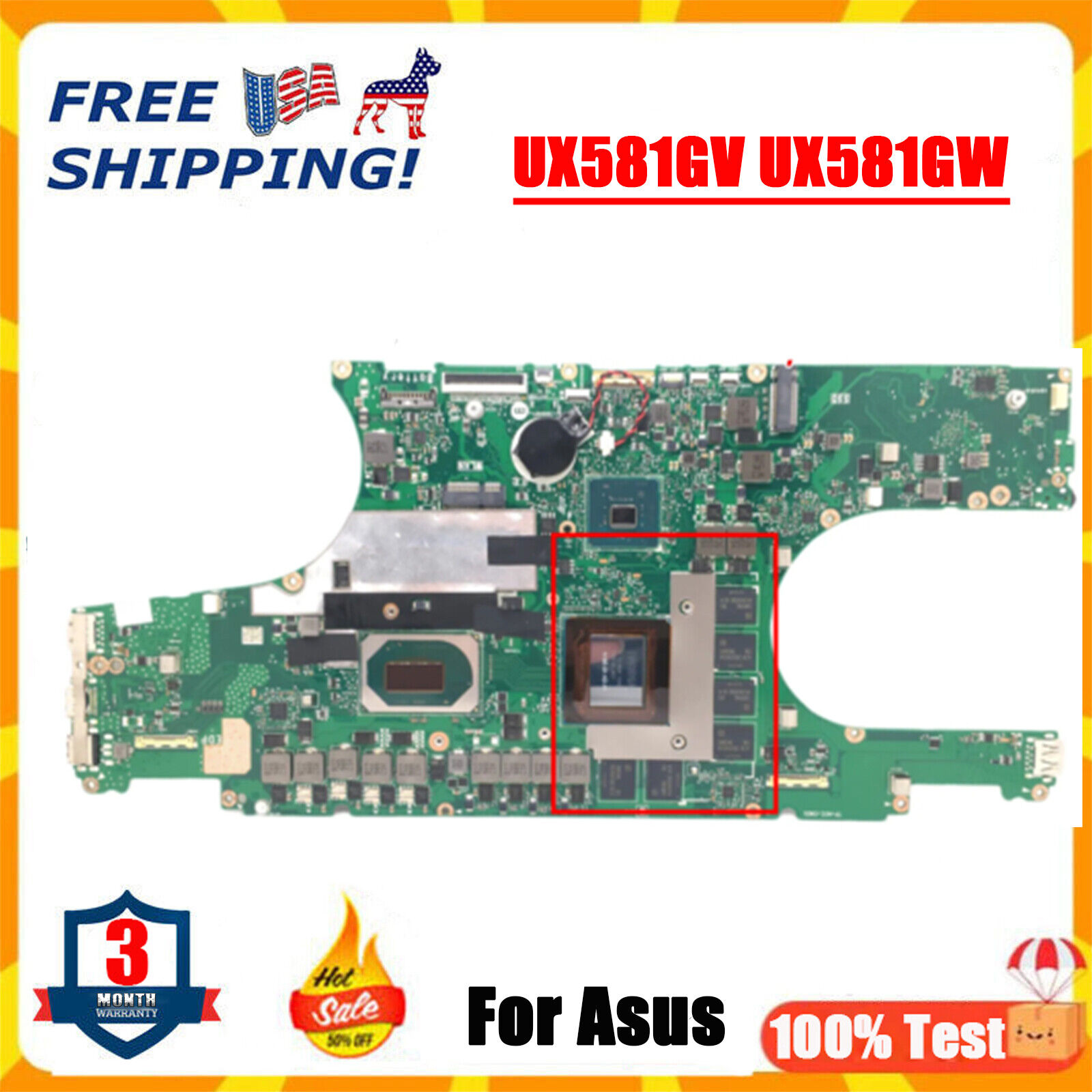 For ASUS ZenBook Pro UX581GV UX581GW motherboard 32GB I7 I9 CPU RTX2060-6GB   
