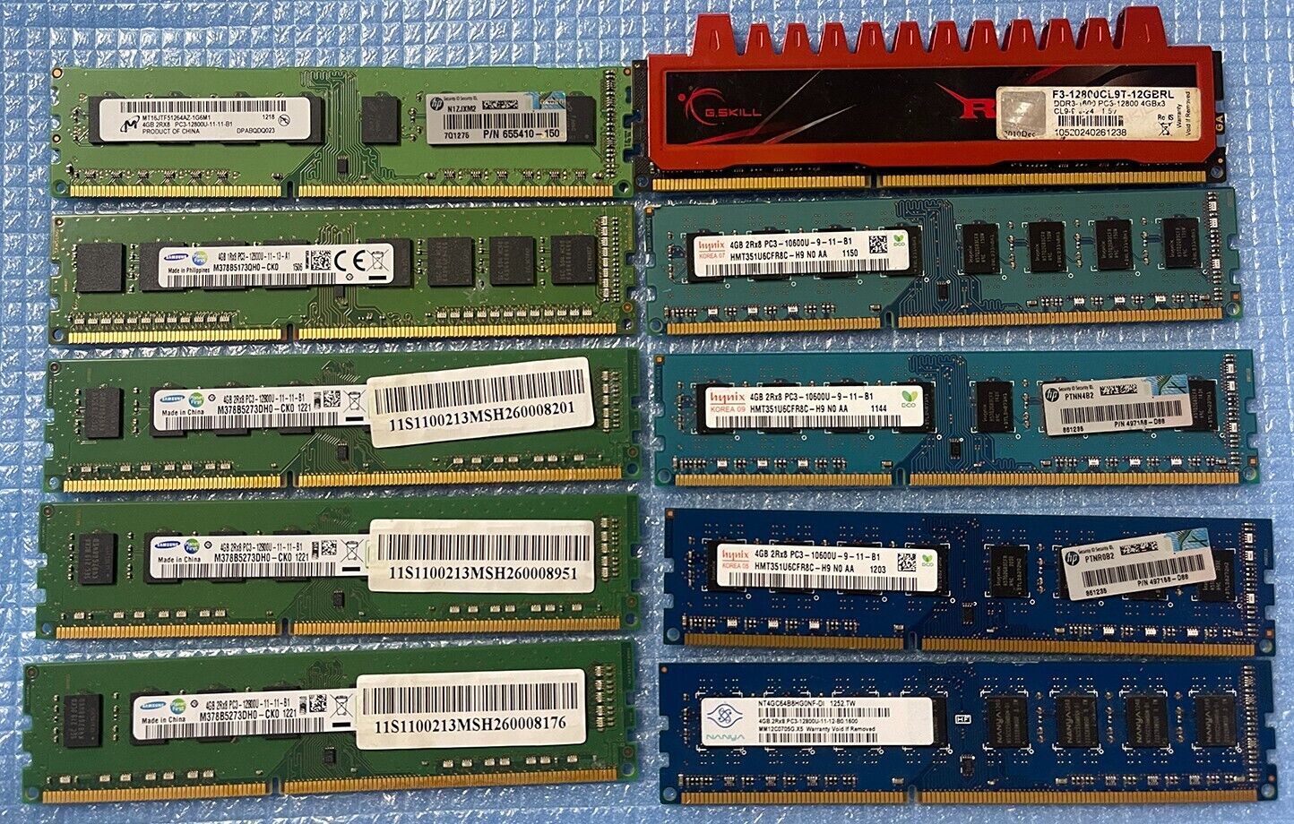 Mix Lot of 10x4GB Memory G.Skill Hynix Samsung Micron 40GB DDR3 Ram PC3 Memory