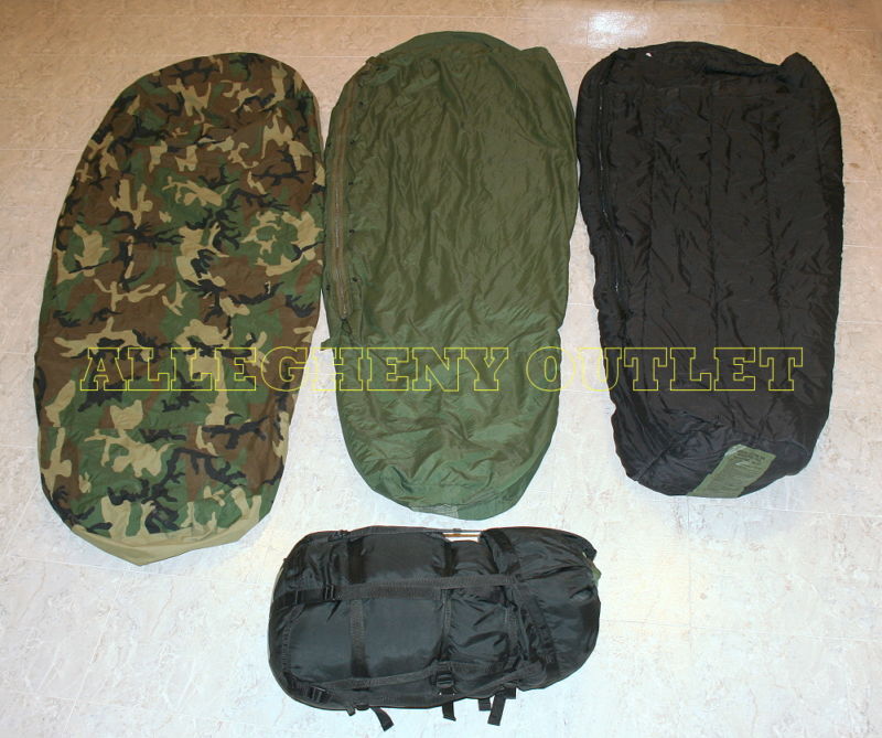 US Military 4 Piece Modular Sleeping Bag Sleep System w/ GORETEX Bivy MSS Fair 