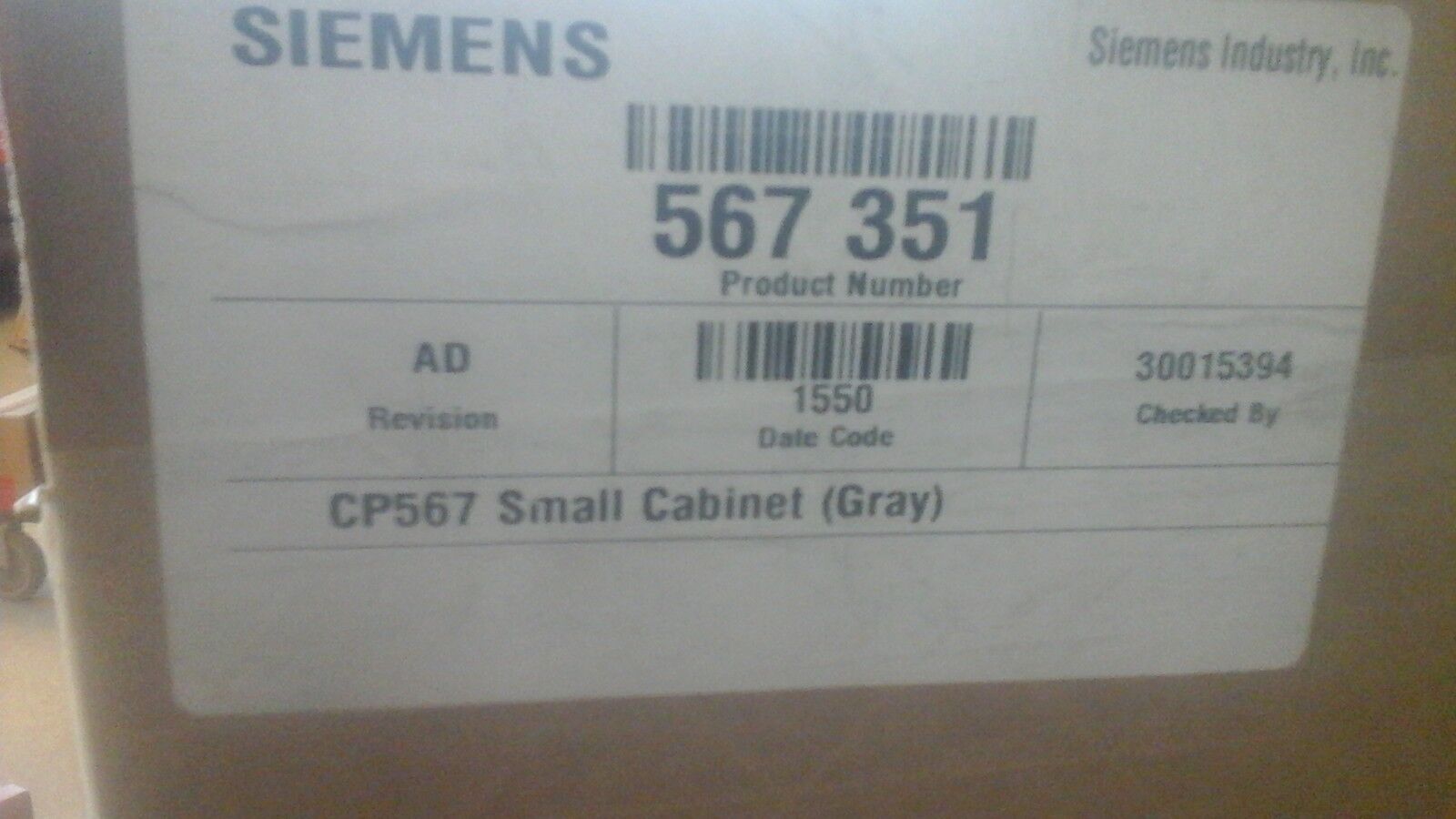 New Sealed Siemens 567-351 CP567 Small Cabinet Gray