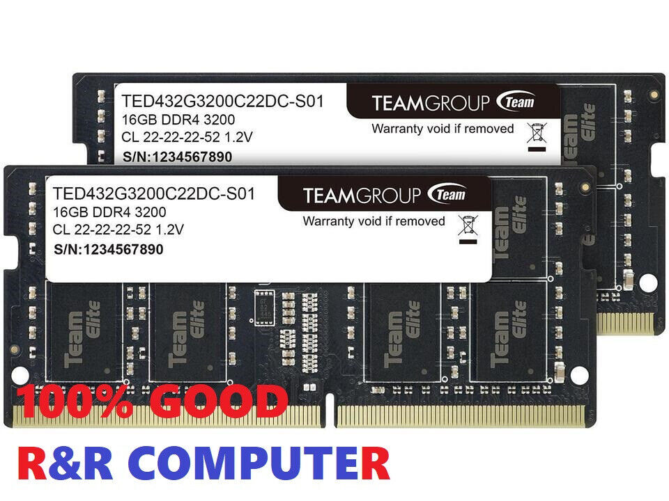 Team Elite 32GB (2 x 16GB) 260-Pin DDR4 SO-DIMM DDR4 3200 (PC4 25600) Laptop Ram