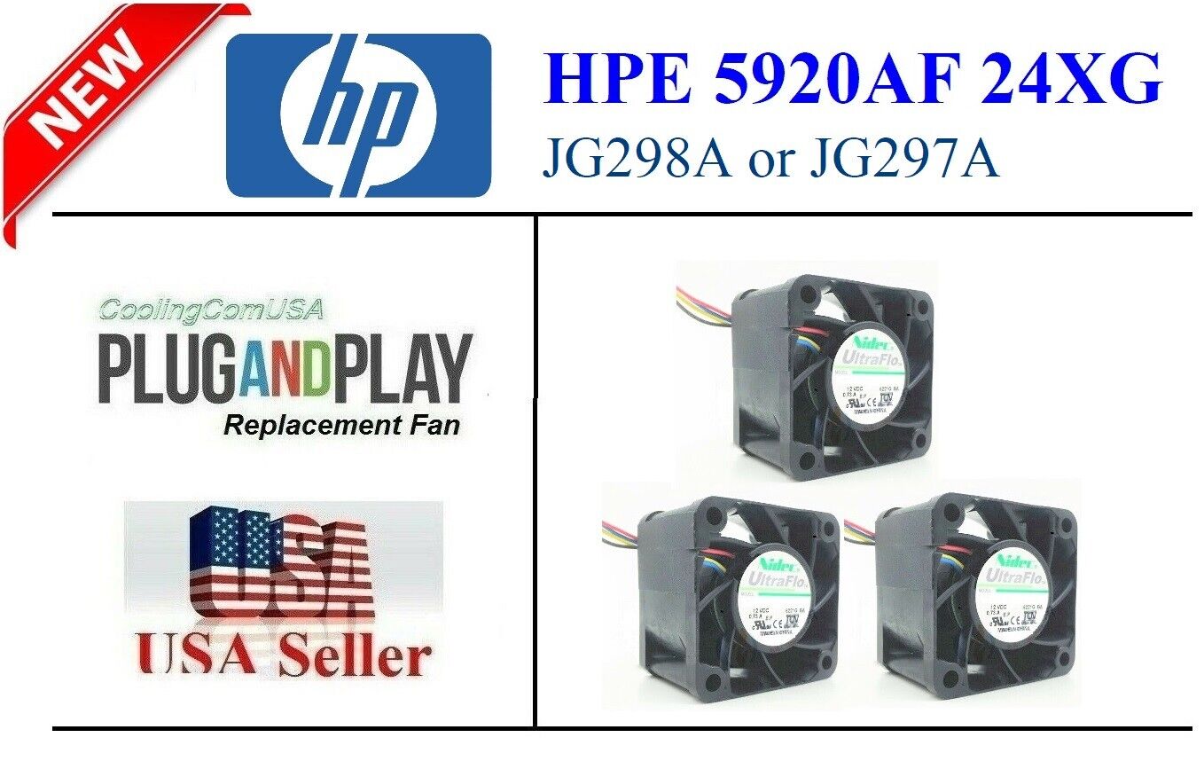 3x Quiet Replacement (Fans only) for HPE 5920AF 24XG Fan Tray JG298A or JG297A