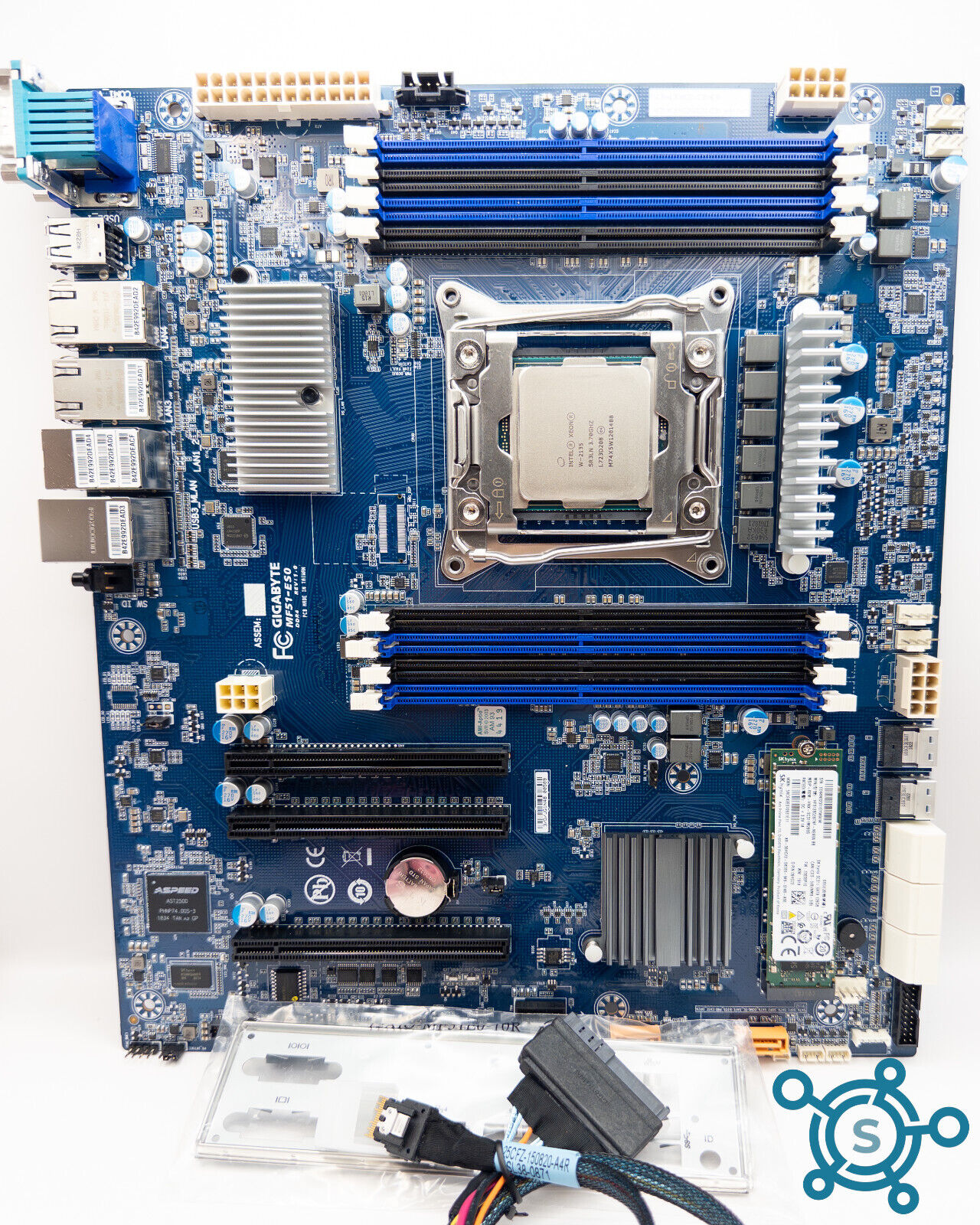 GIGABYTE MF51-ES0 Motherboard Intel W-2135 CPU x4 Slim SAS , 10GbE , 3x PCIe x16