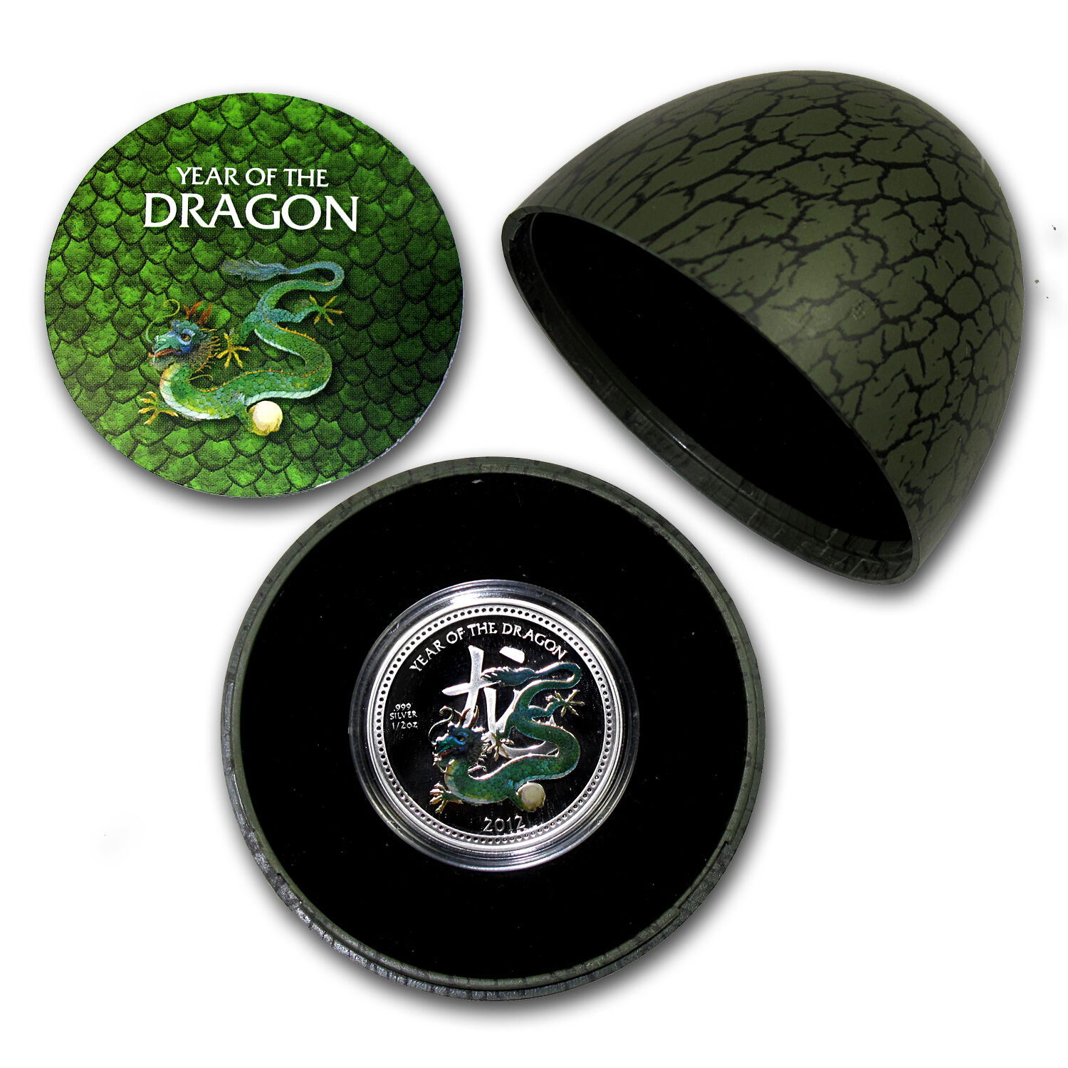 2012 1/2 oz Silver Niue $2 Pearl Dragon Coin in Dragons Egg Case